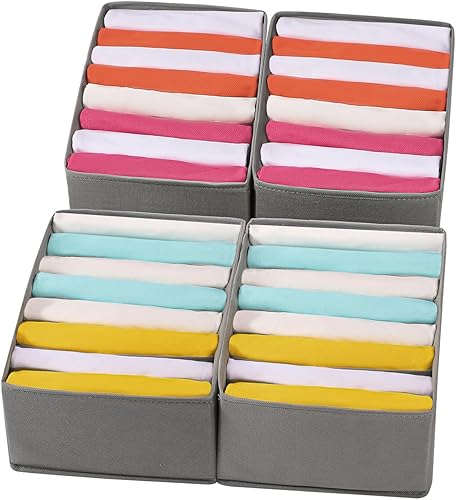 Miniatura 8 de Coorganisers Paquete de 4 organizadores de ropa para armario 5 rejillas lavables portátil caja de almacenamiento plegable organizador de cajones