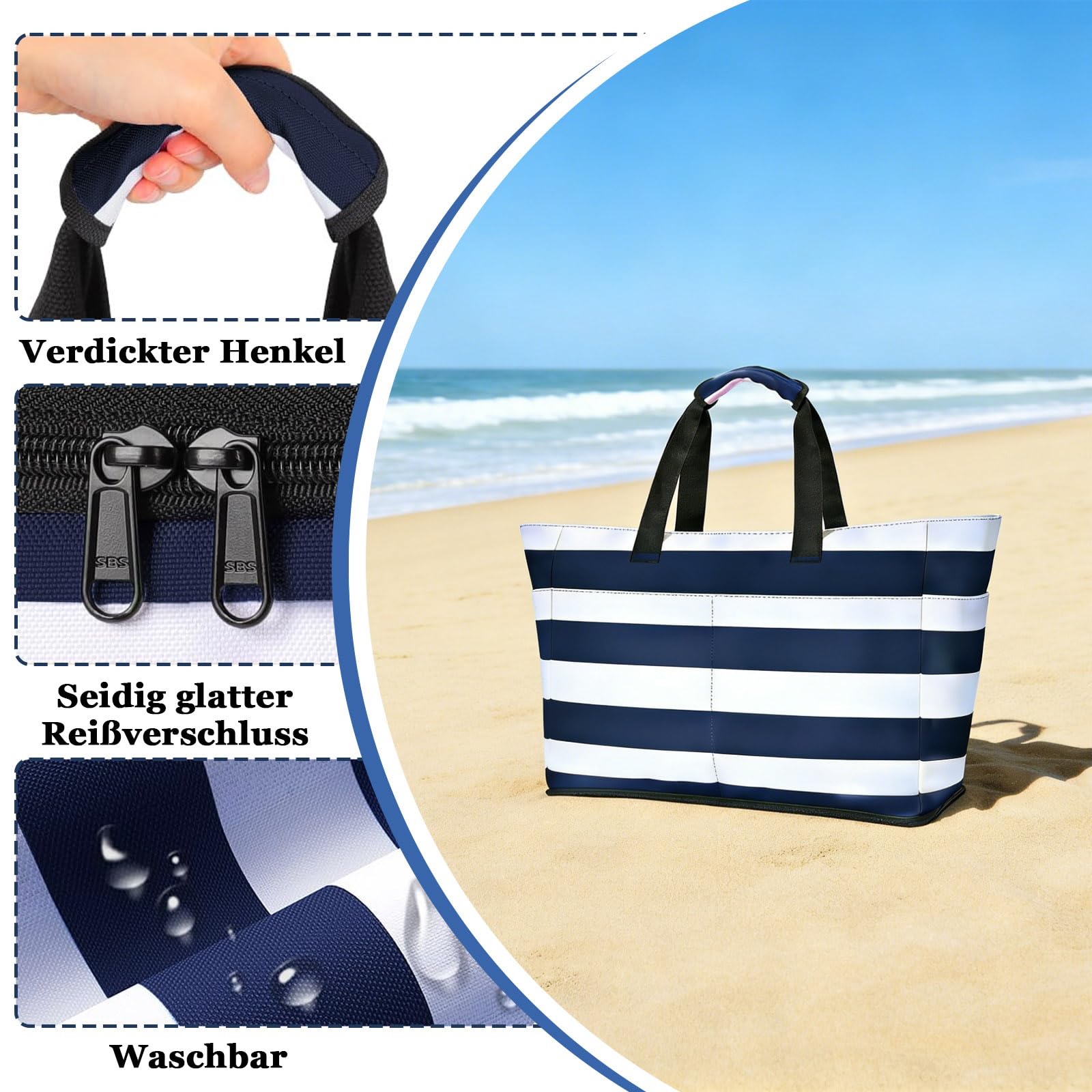 Bolsa de baño grande con cremallera, plegable, ultraligera