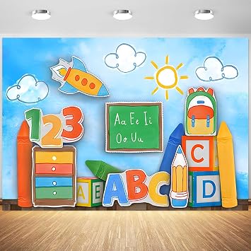 12x8ft Welcome to Kindergarten Backdrop ABC Letters Pencil Blackboard Photography Background Kids Back to School Themed Party Banner Decoration Supplies Photo Booth Props