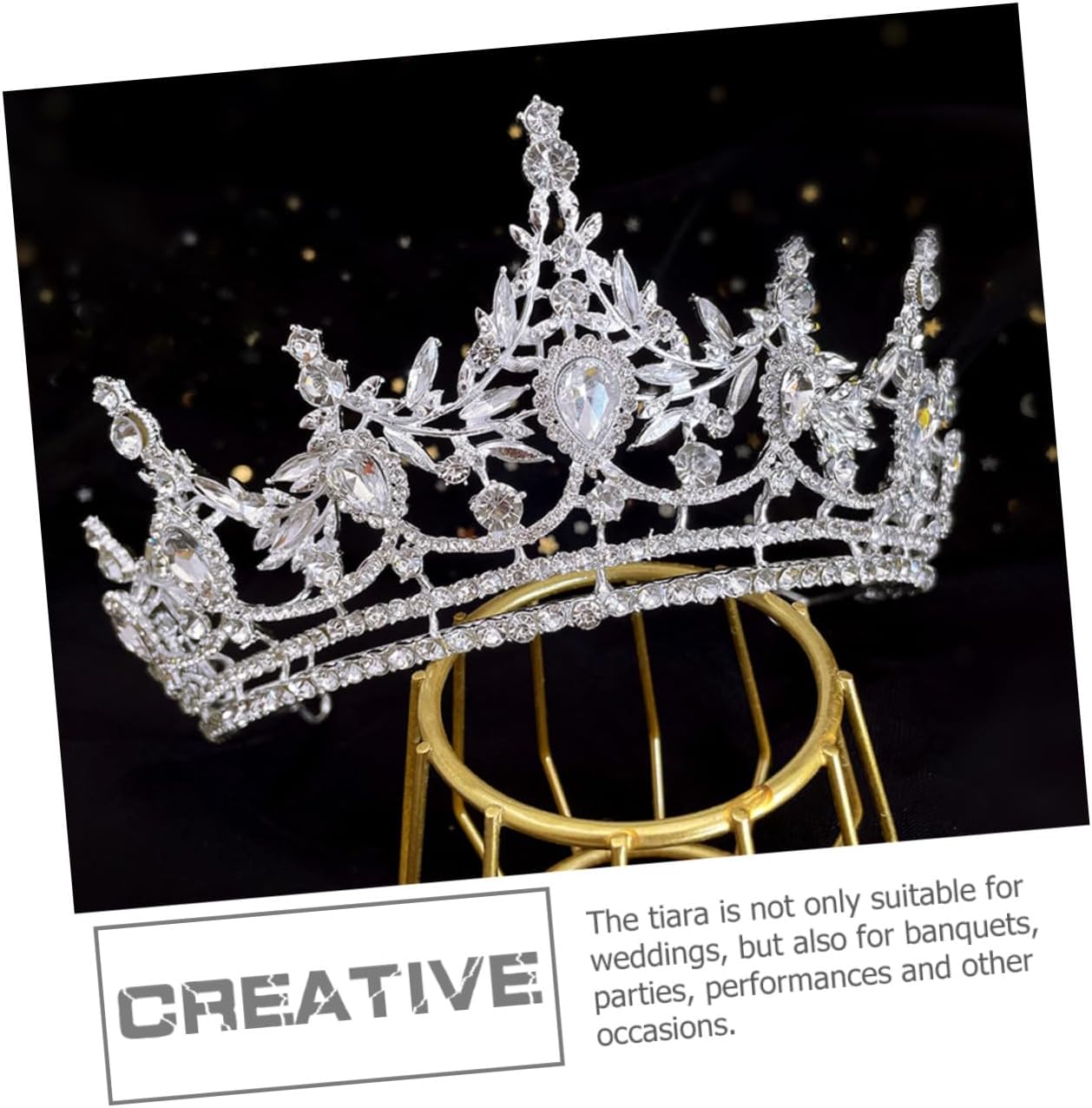 Ipetboom Wedding Tiara Rhinestone Crown Alloy Bridal Hair Accessory Silver for Bride Wedding Ceremony
