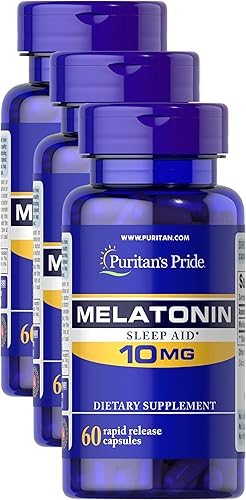 Puritan's Pride Cápsulas de liberación rápida de melatonina súper fuerte, 60 unidades (paquete de 3)