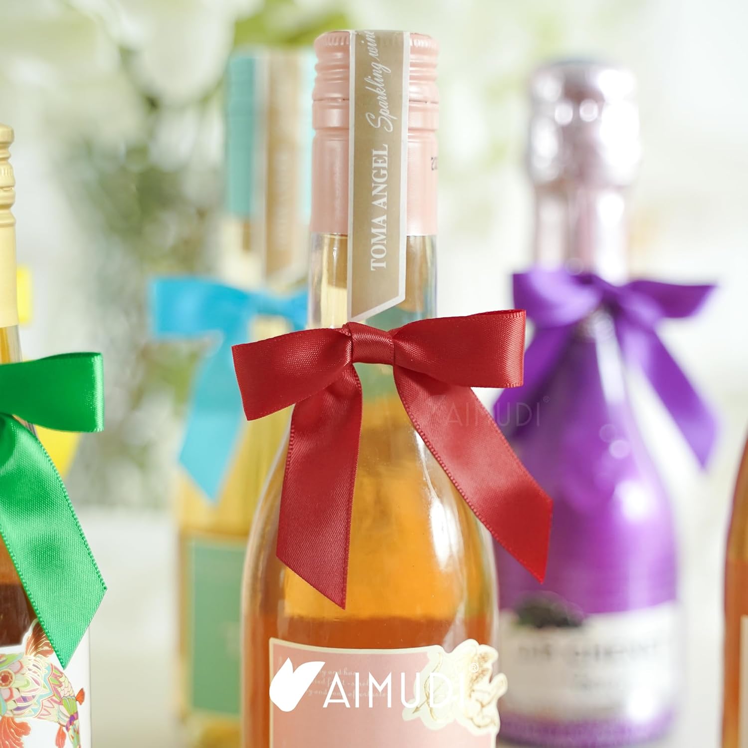 AIMUDI Rainbow Ribbon Bows 2.5" Satin Twist Tie Bows for Gift Wrapping Premade Satin Bows for Making Crafts Treat Bag Baby Shower Birthday Wedding LGBT Party Decoration, 60 PCs - Image 6