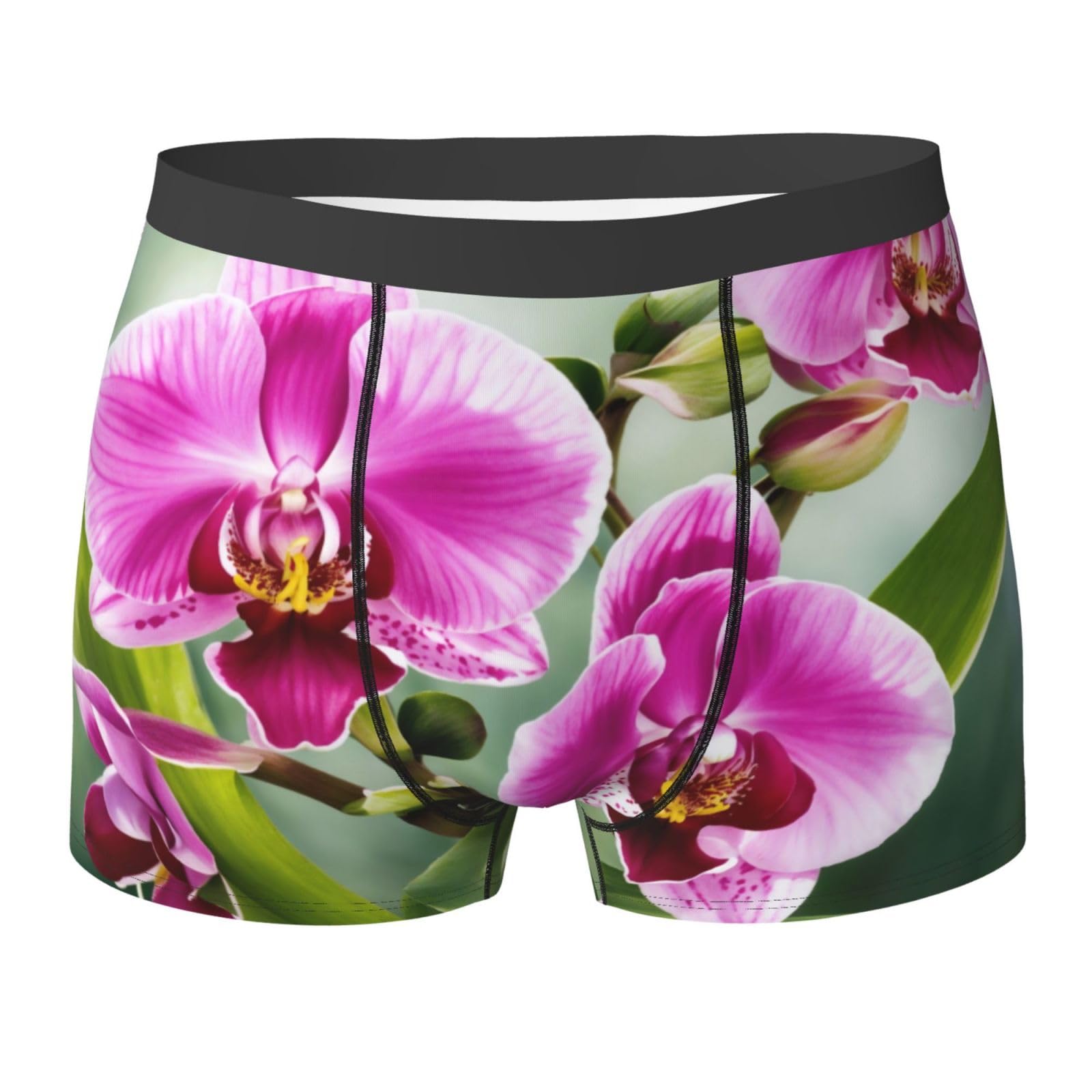 ZISHAK orchid print essential boxer shorts for men, underwear boxer shorts, blackone, XXL