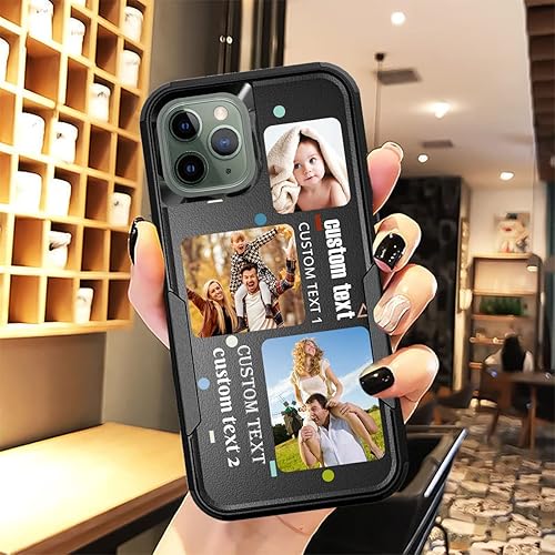 Vista 245 de Funda de fotos personalizada para Apple iPhone 11 Pro Max, patrón de collage a cuadros, personalizado para hacer imágenes en gruesa 3 híbrida Rosa