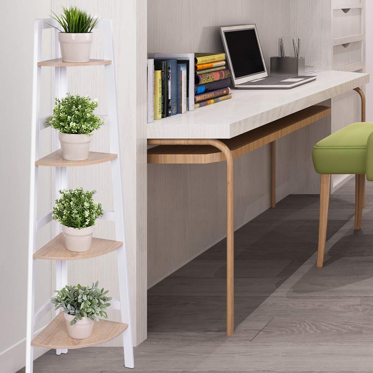 Giantex Opvouwbare boekenkast met 4 niveaus, boekenrek op poten, metalen frame, opbergkast voor woonkamer, kantoor, slaapkamer, garage, industriële stijl, eenvoudige montage, 60 x 30 x 117 cm
