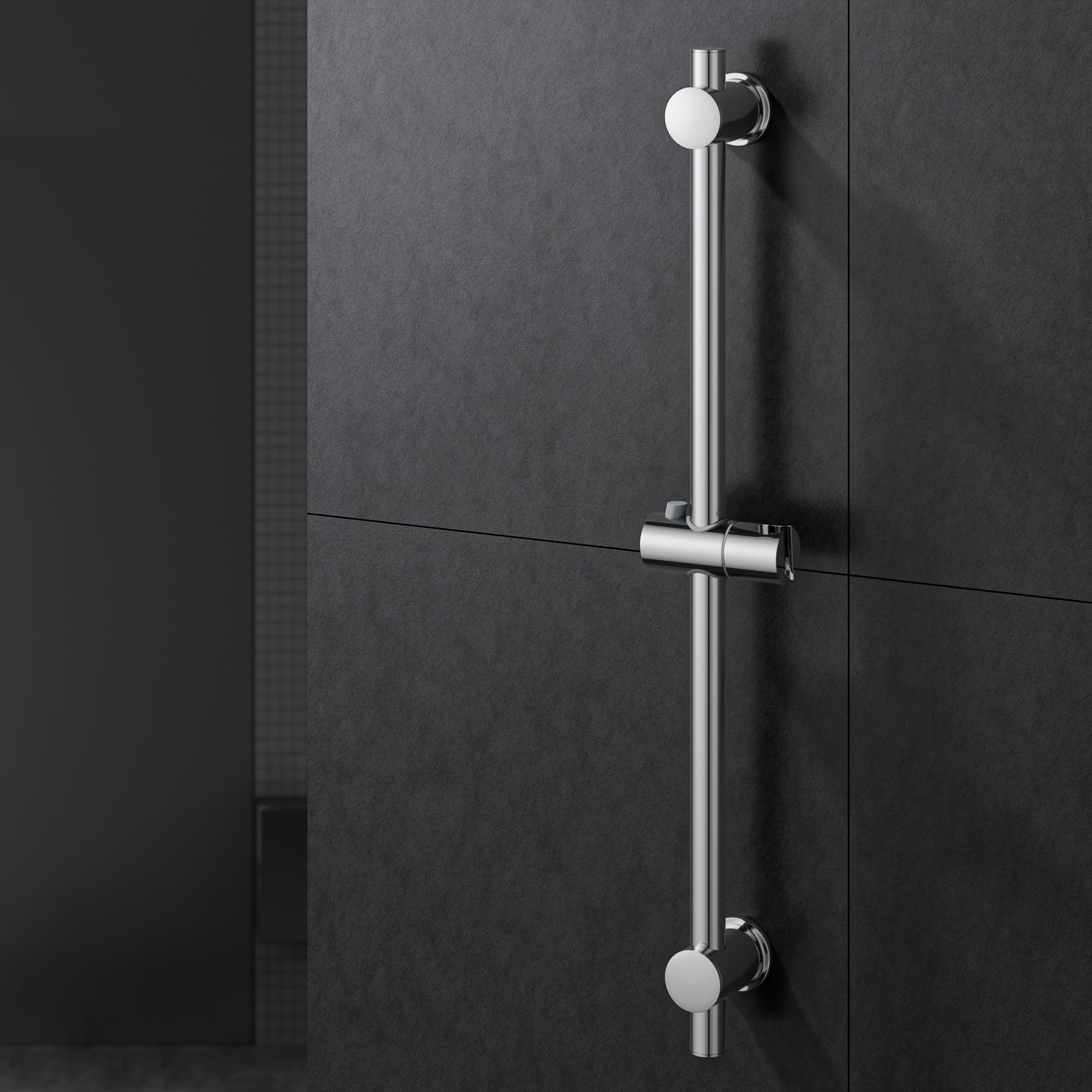 Morado 68Cm-B Shower Riser Rail 68Cm, Shower Slide Bar With Adjustable Handheld Shower Head Holder,Wall Mounted,Chrome