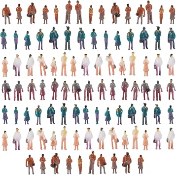 Pack of 100 1150 Scale Colorful Miniature People Figurines for Model Train Layout Accessories,Building Model Materials, Micro Scene Photography Decoration,Mini Landscape Decoration