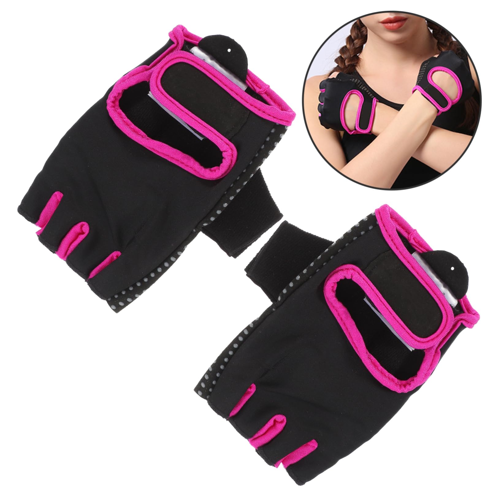 VANZACK 3piezas Guantes De Gimnasio Antideslizantes De Dedo para Hombre y Mujer para Fitness Yoga y Ciclismo Color Negro y Rosa Talla s