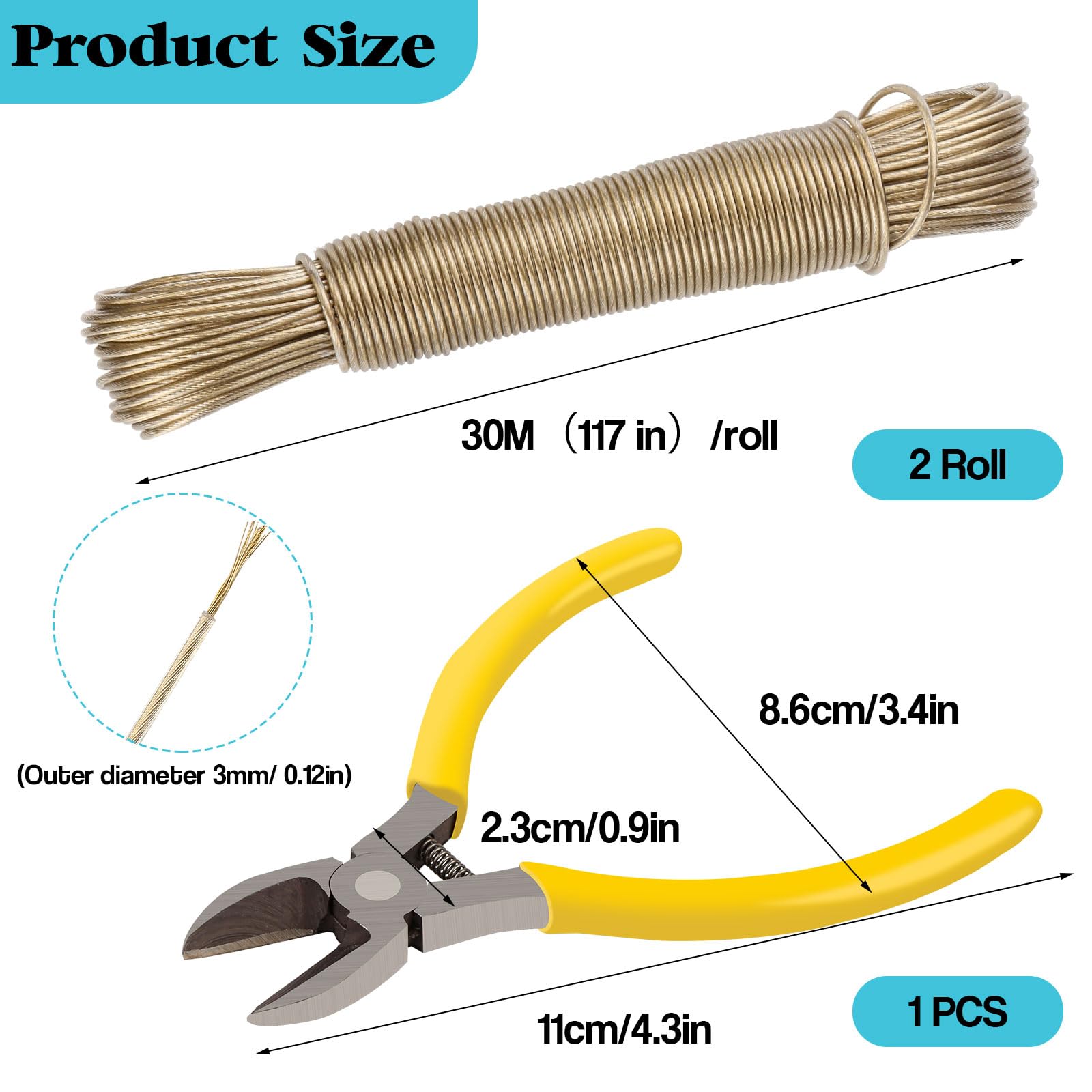 Filo Per Stendere Bucato Con Anima In Acciaio - 2x30 Metri, Portata 200 Kg | Per Esterno E Campeggio - Foto 3