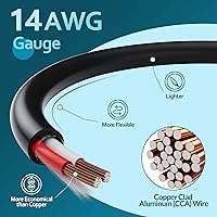 Vista 4 de Elecan Cable de cable para altavoz Pro Series 14/2 para exteriores, calibre 14, calibre 14 AWG con kits de herramientas, entierro directo en pared