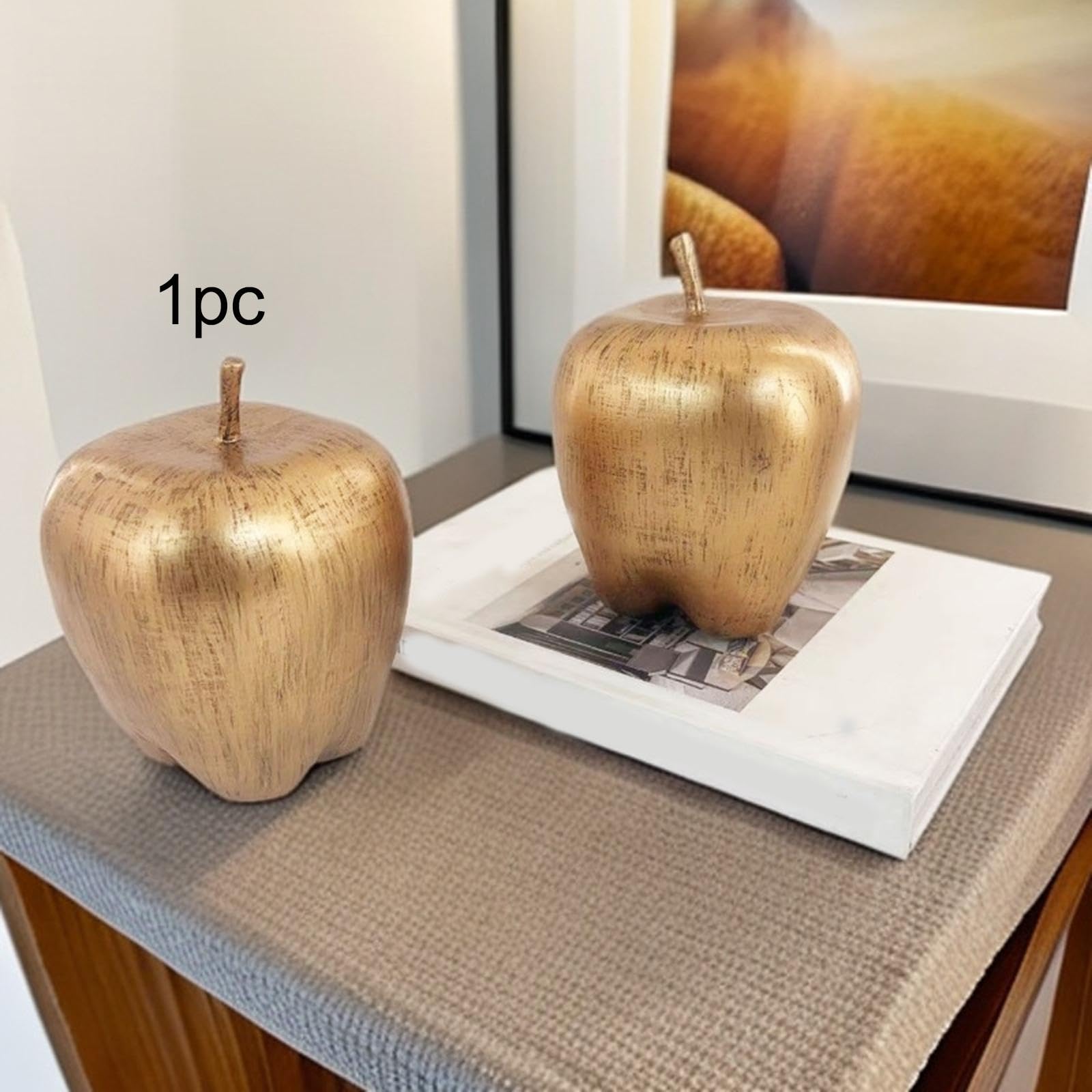 Dekofigur Apfel Statue Sammlerstück Harz Obst Skulptur Desktop Ornament für Wohnzimmer Schreibtisch Büro Heimdekoration