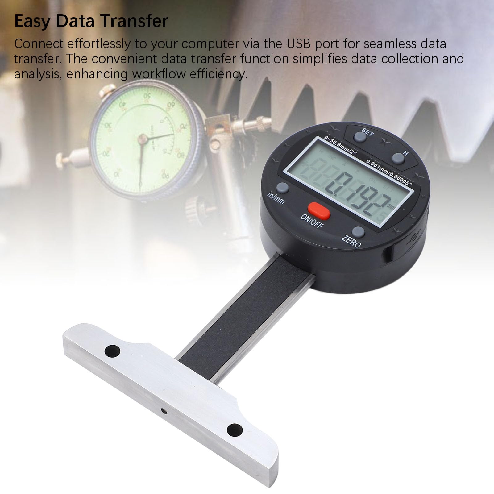 Medidor de profundidad digital Alta precisión 0 50,8 mm Pantalla LCD Puerto USB Herramienta electrónica de medición de profundidad para profesionales Acero aleado Acero inoxidable