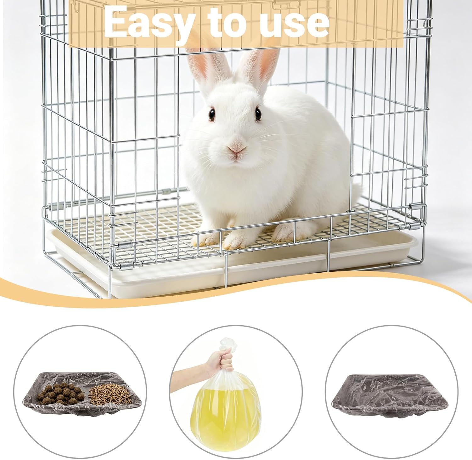 Disposable Rabbit Cage Liner, Plastic Small Animal Bird Cage Liners Elastic Thickened Design Universal Toilet Film Quick Cleanup for Guinea Pig Bird Hedgehog Hamster Bunny Chinchillas (100 Count)
