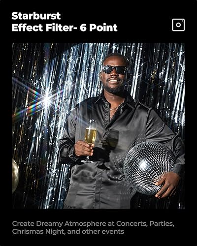 Miniatura 3 de K&F CONCEPT Kit de filtros de estrella de 77mm (3 piezas) 4 puntos, 6 puntos, 8 puntos, pantalla cruzada, juego de filtros Starburst, revestimiento