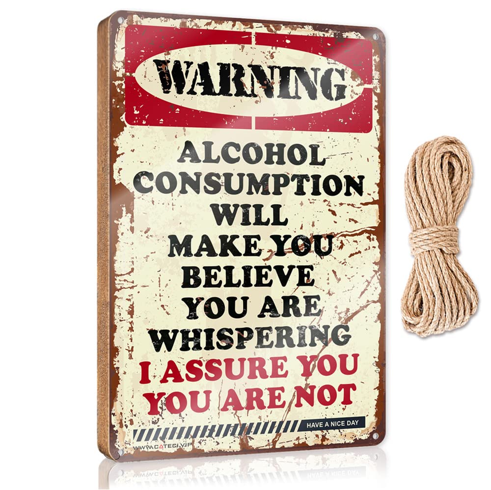DTHA Wooden Plaques For Crafts Warning Alcohol Consumption Wooden Sign Home Wood Sign Door Signs For Home Funny(23X35CM)
