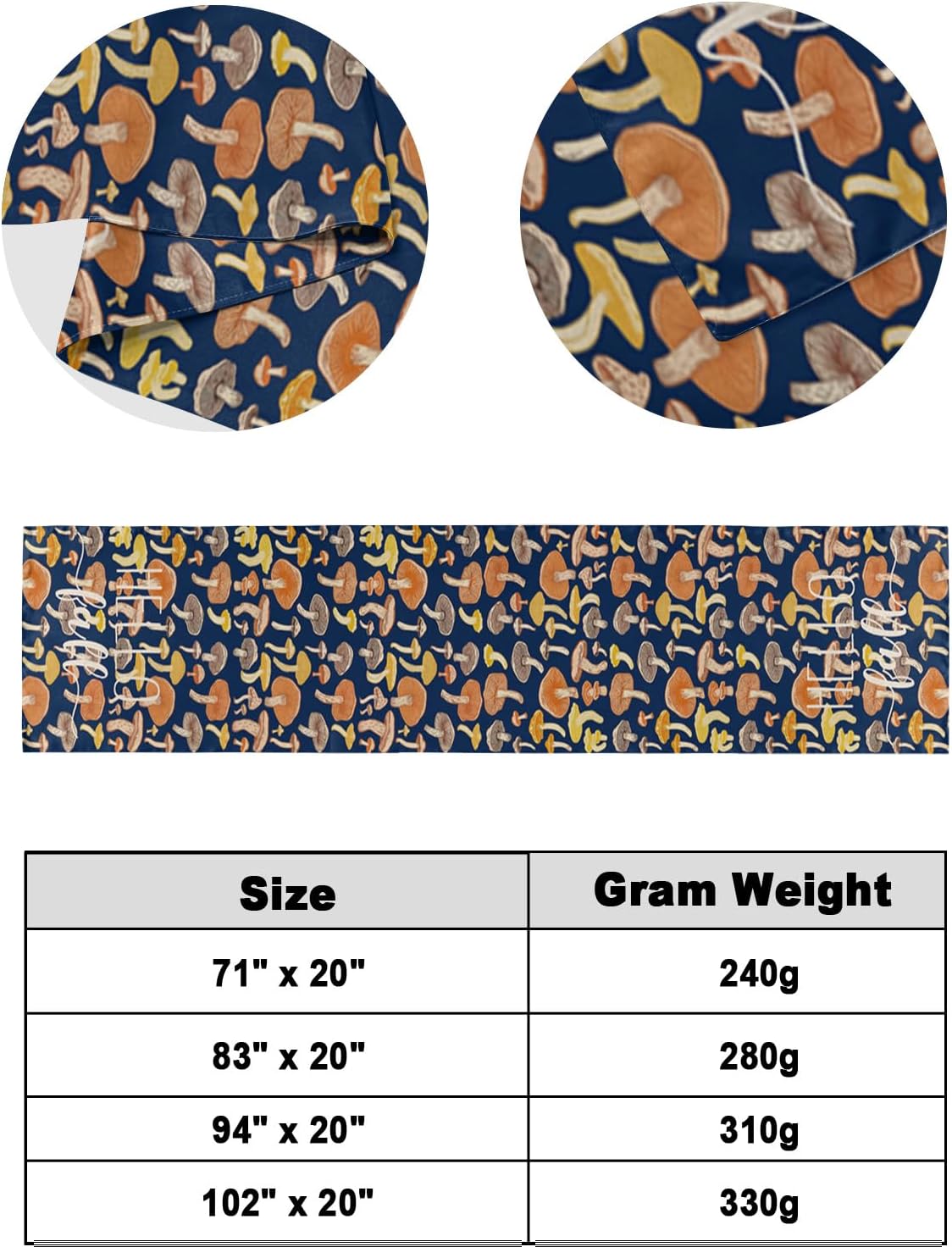 Thanksgiving Bed Runner Scarf Hello Fall Thanksgiving Orange Yellow Mushroom Navy Blue Bedding Scarf Decorative Bed Runners Cover for Bedroom Hotel Wedding Room Bed Scarf for Foot of Bed King 102x20in