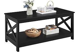 Yaheetech Wood Black Coffee Table: Contemporary X Design Accent for Living Room