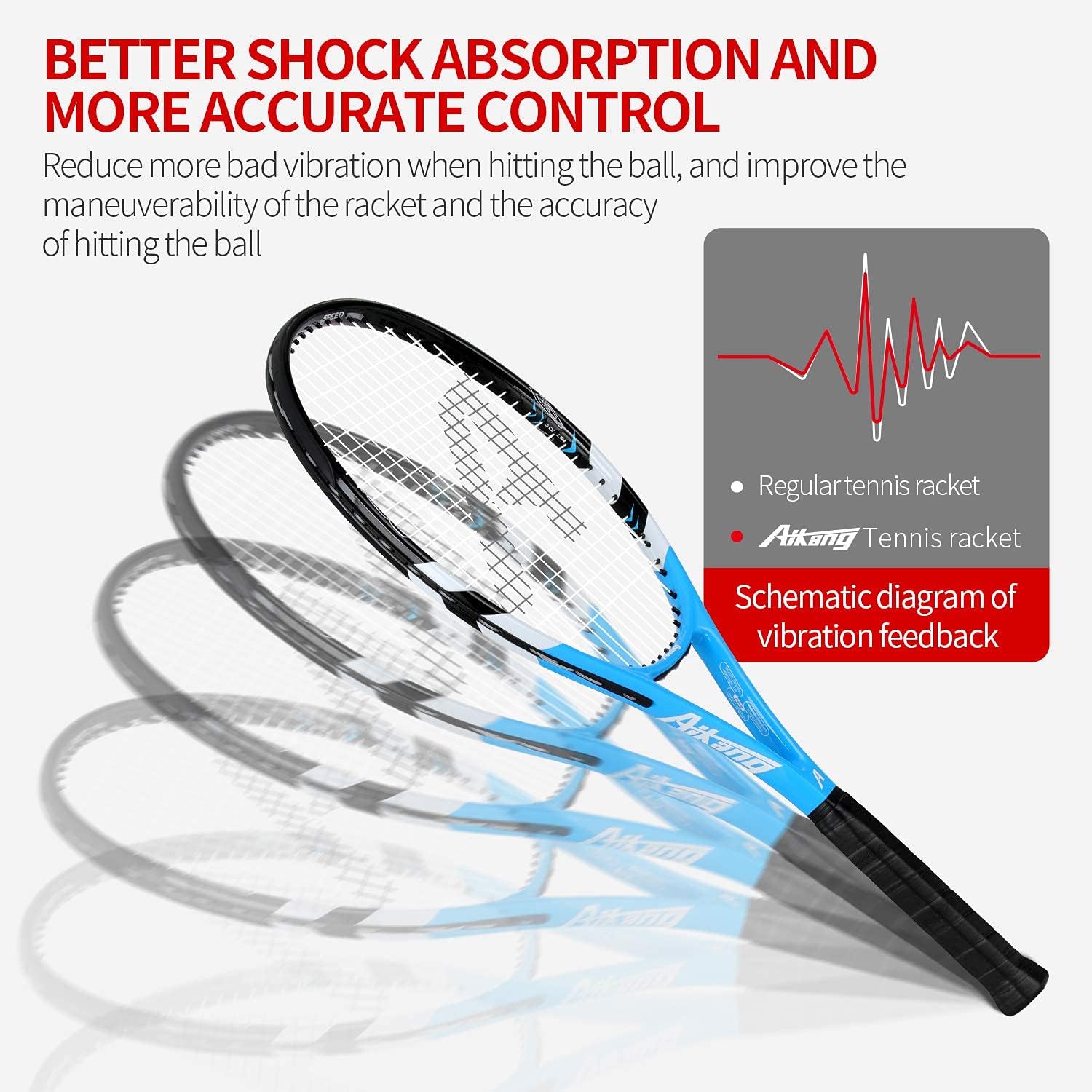 Tennis Racket-27 inch 2 Players Tennis Racket Professional Tennis Racquet,Good Control Grip,Strung with Cover,Tennis Overgrip, Vibration Damper (Bright Red+ Blue) : Sports & Outdoors