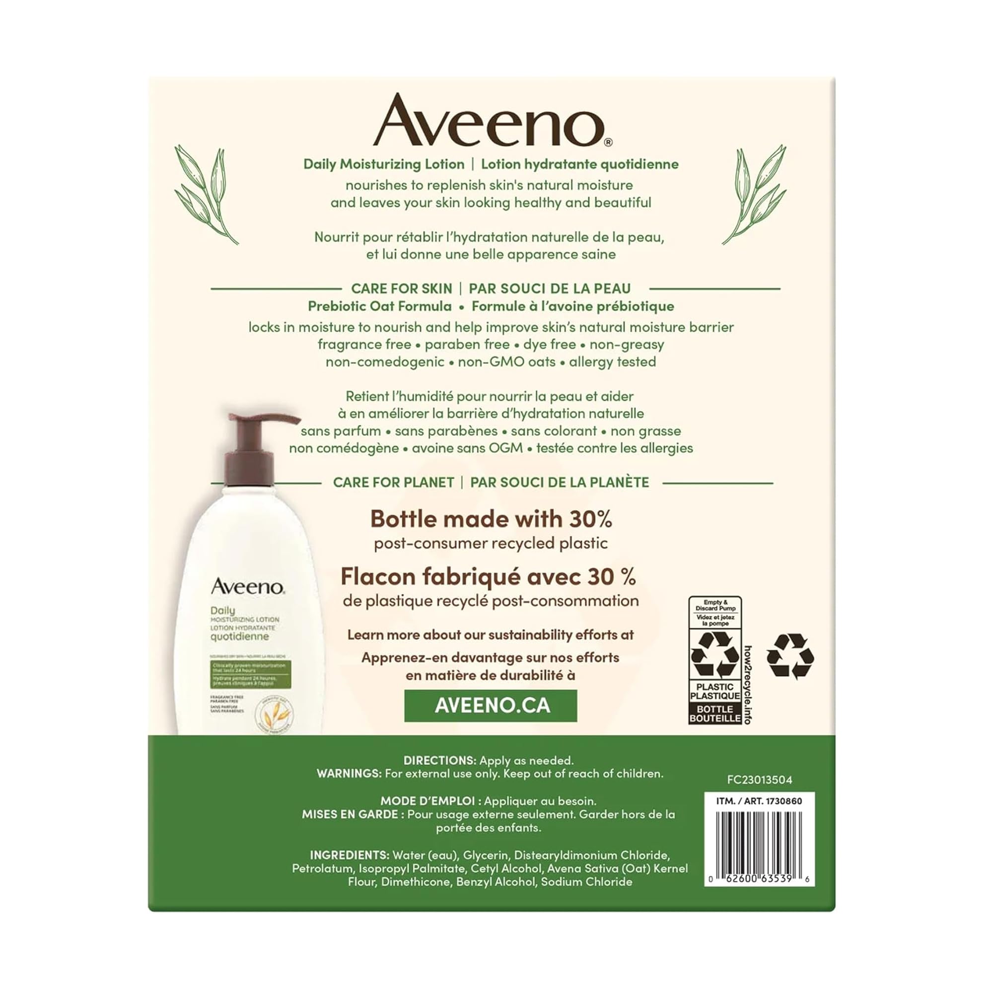 Aveeno Active Naturals Fragrance-Free Daily Moisturizing Lotion