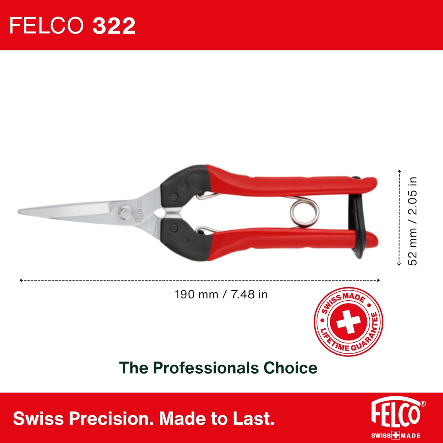 Felco F322 Pruning Snips – 9.84" Garden Clippers with Curved Blade & Rounded Tip | Pruning Shears for Gardening | Garden Snips and Pruners with Carbon Steel Blade, Sap Groove - Image 3