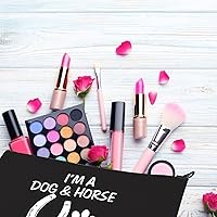 Vista 4 de BDPWSS Regalos para amantes de los perros, bolsas de maquillaje de caballos para mujeres, adolescentes, niñas, soy un perro y un caballo