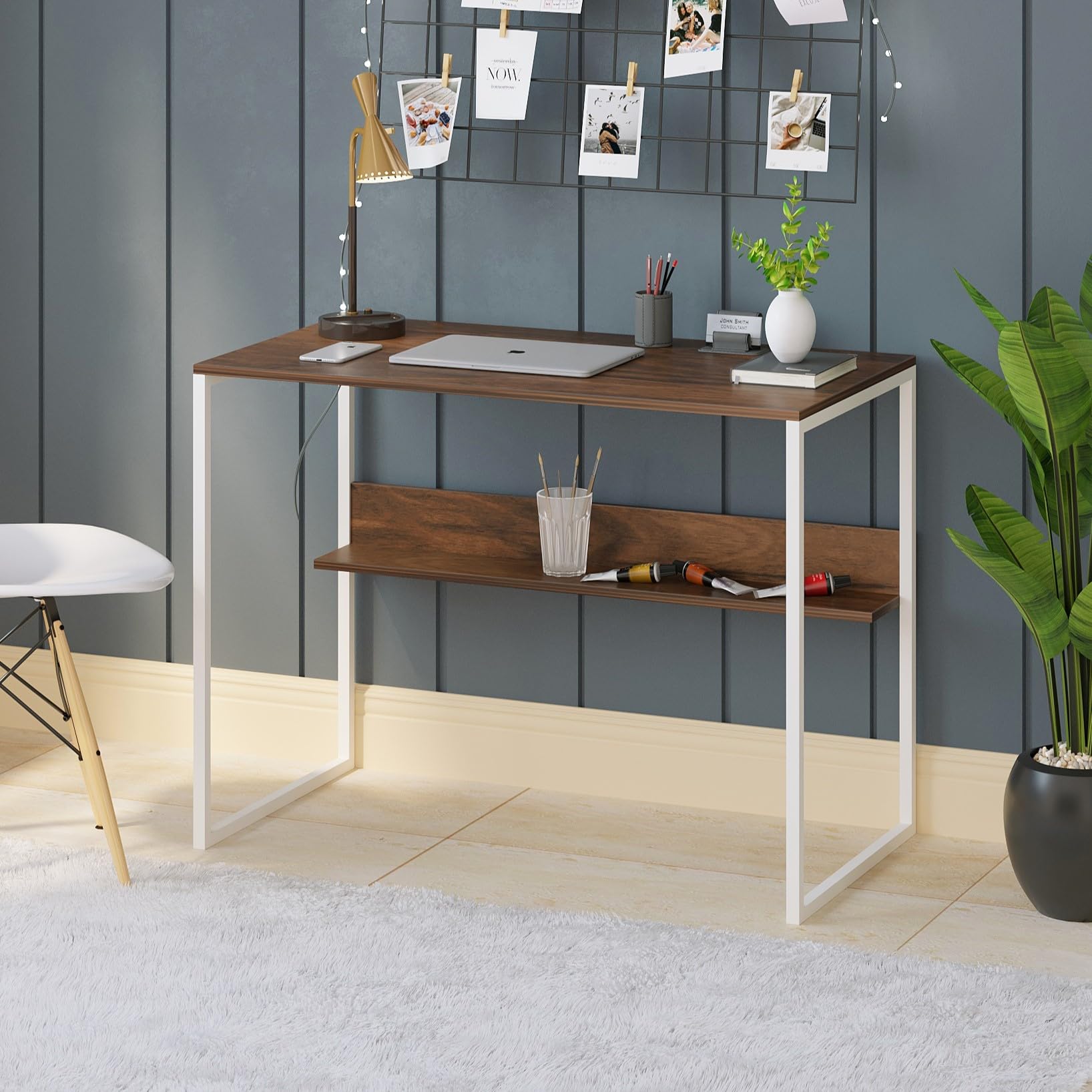 BLUEWUD Corbyn Solo Engineered Wood Study and Computer Laptop Table for ...