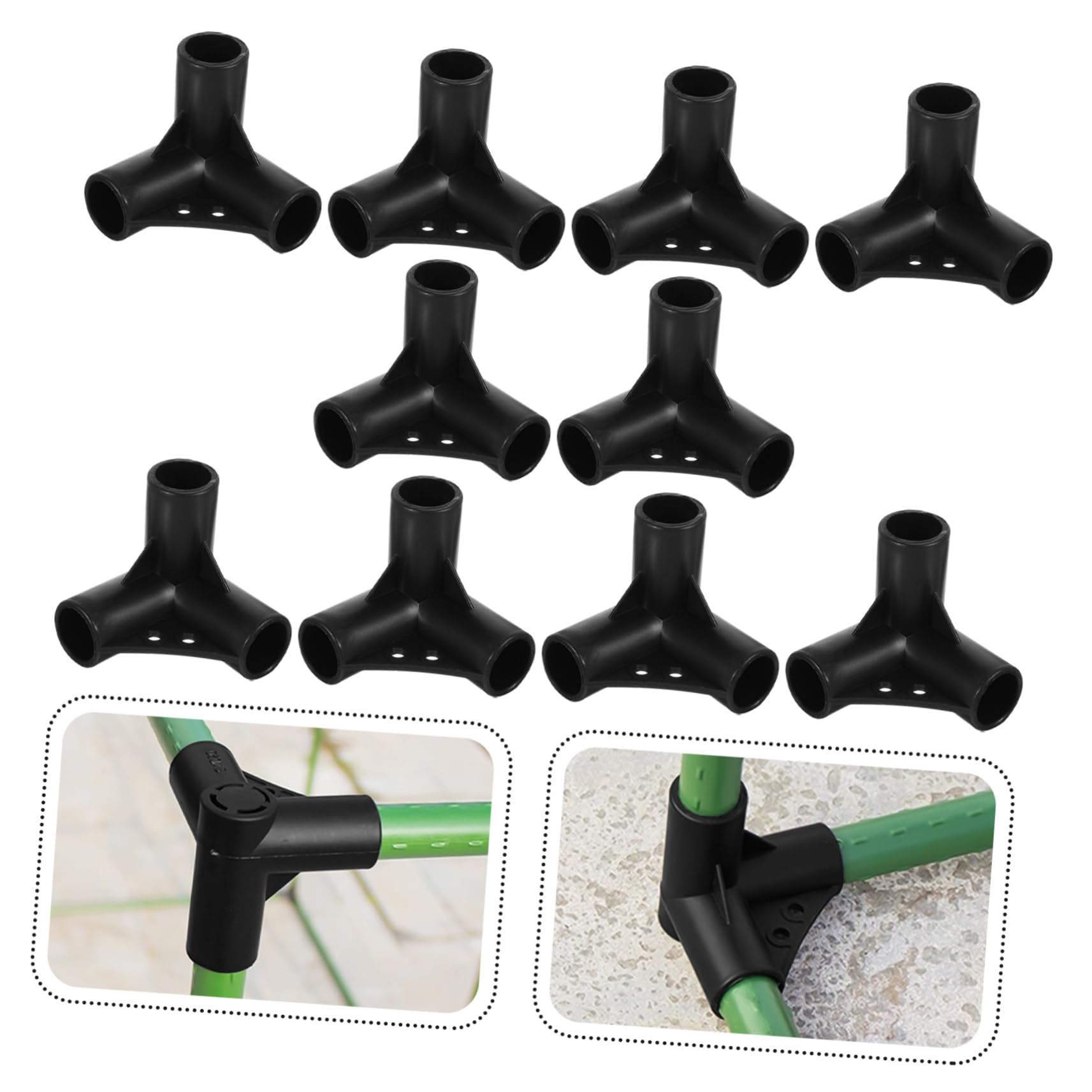 Cabilock Connettori in Plastica da Giardino 20mm 10 Pezzi Supporto e Pergolati Resistente in Pp Nero per Strutture Esterne