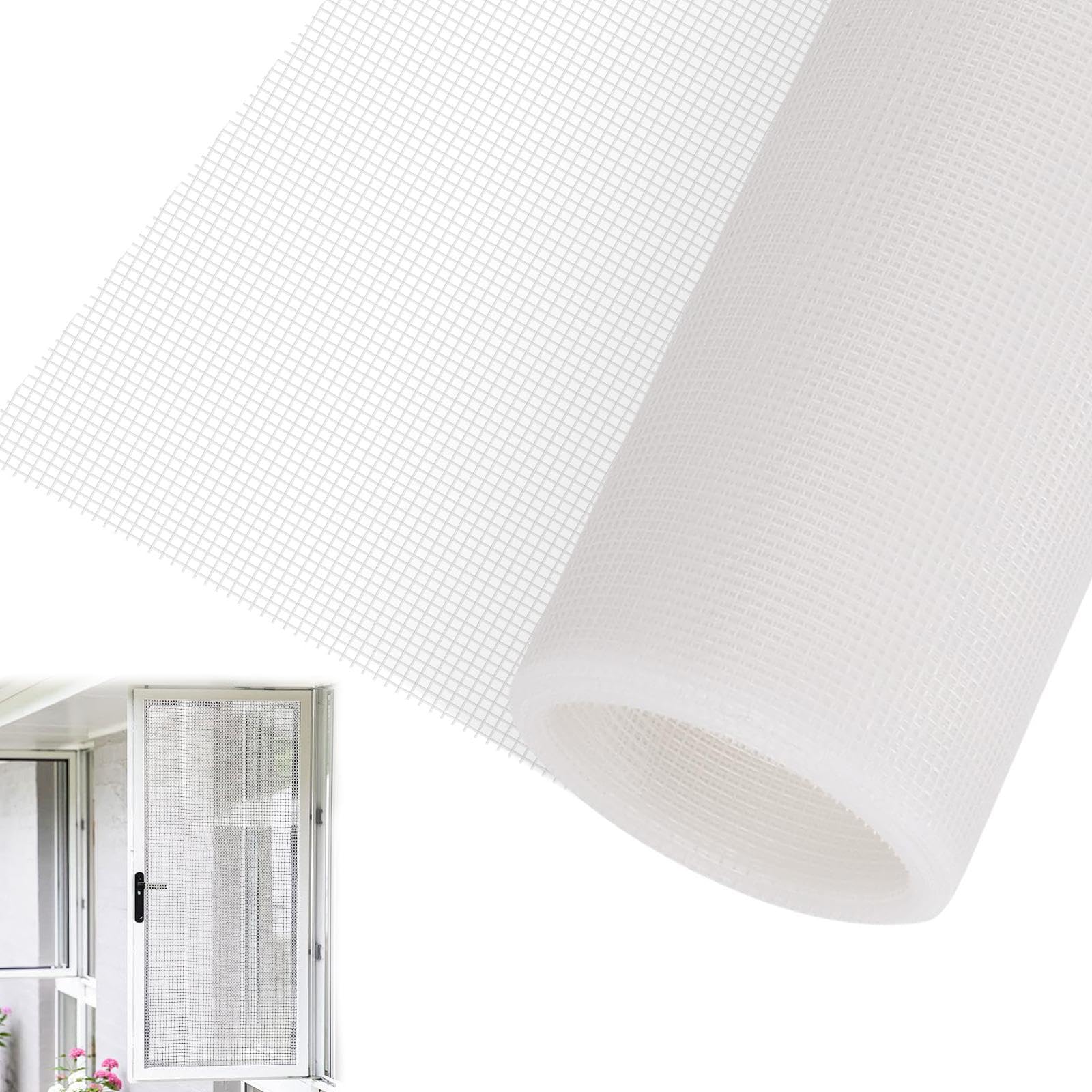 Vernerth White Fly Screens For Windows - 250Cm X 120Cm Window Fly Screen Mesh With 1.6Mm Fine Holes For Windows And Doors, Breathable & Reusable Window Netting For Insects, Flies, Mosquitoes, Bugs,