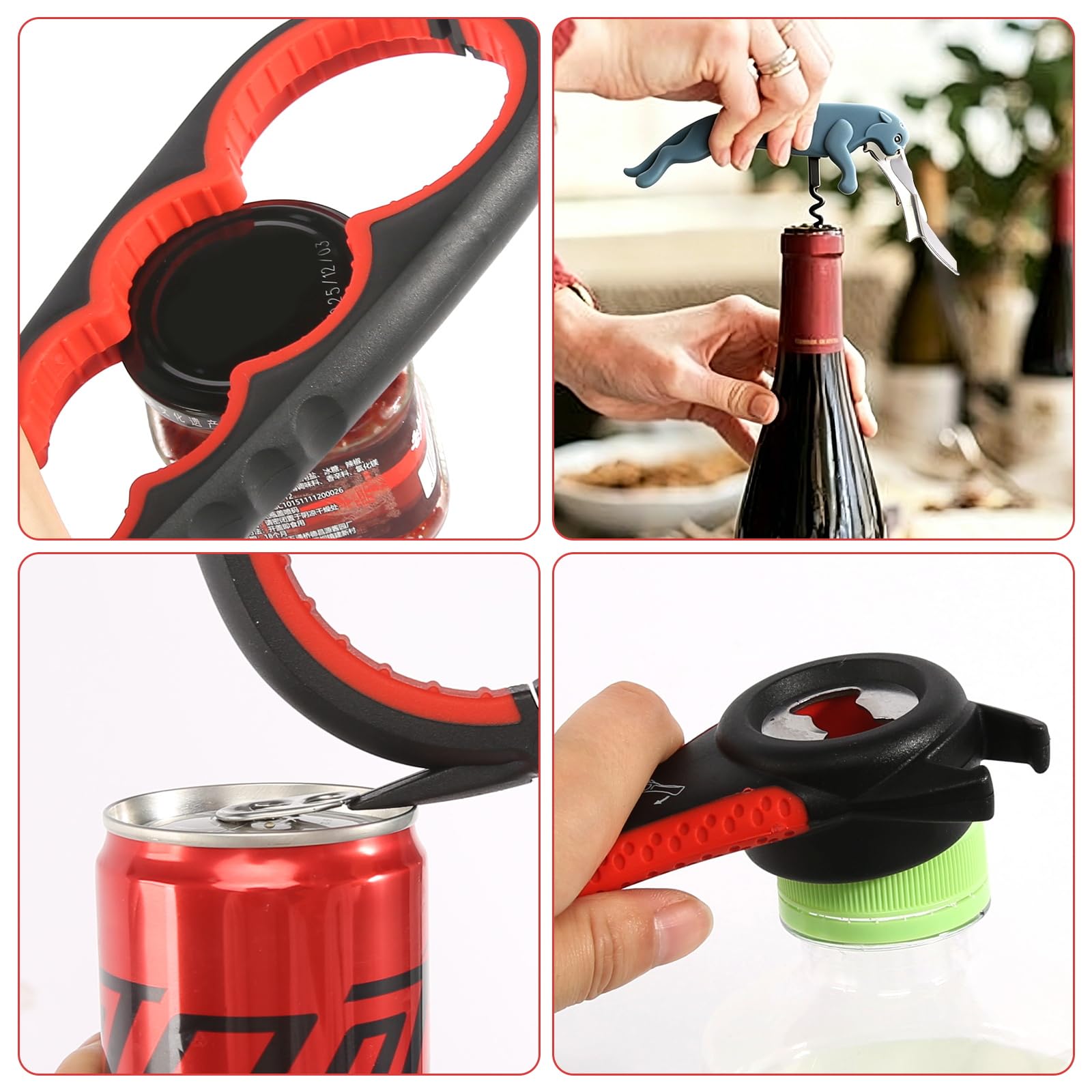 5 in 1 Multifunktions Flaschenöffner für Alle Dosen und Gläsern, Flaschenöffner für Senioren Papa Schraubdeckelöffner Glasöffner Deckelöffner Dosenöffner Manuell Flaschen öffner für Schraubgläser Küche, Haushalt & Wohnen