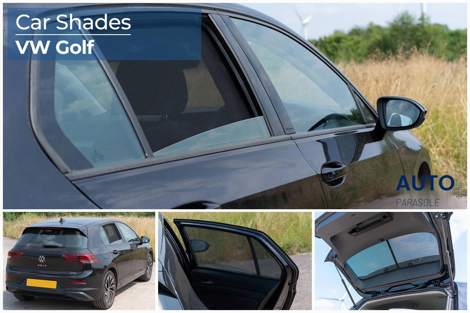 Set di Car Shades Compatibile con Volkswagen Golf VIII 5-Porte 2020- (4-Parti) Tendine Parasole su Misura