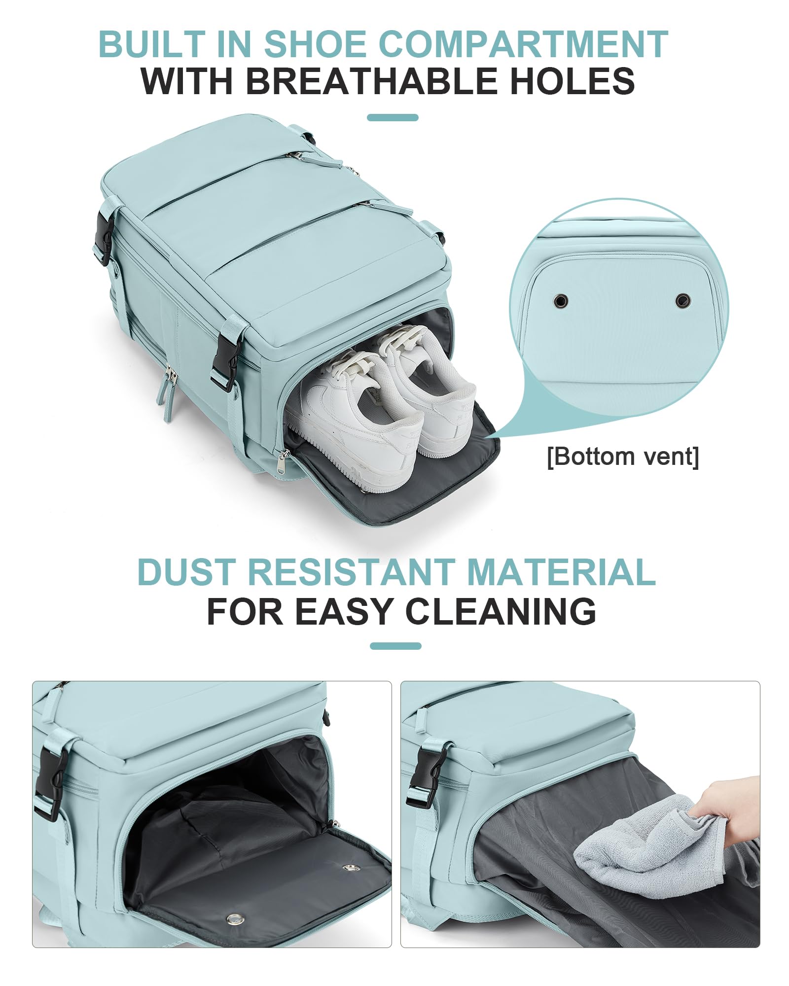 BJLFS Borse da Cabina per Ryanair 40x20x25 Zaino sottovuoto da viaggio Bagaglio a Mano con compressione sottovuoto,Zaino Easyjet 45x36x20,Zaini Casual per laptop da 14 pollici per scuola