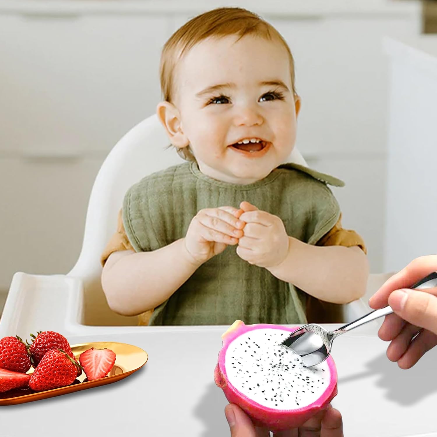 Grapefruit Spoons with Serrated Edge 4PCS Food Grade Stainless Steel Dessert Spoons with Handle Non Stick for Kiwi Papaya Orange Ice Cream...