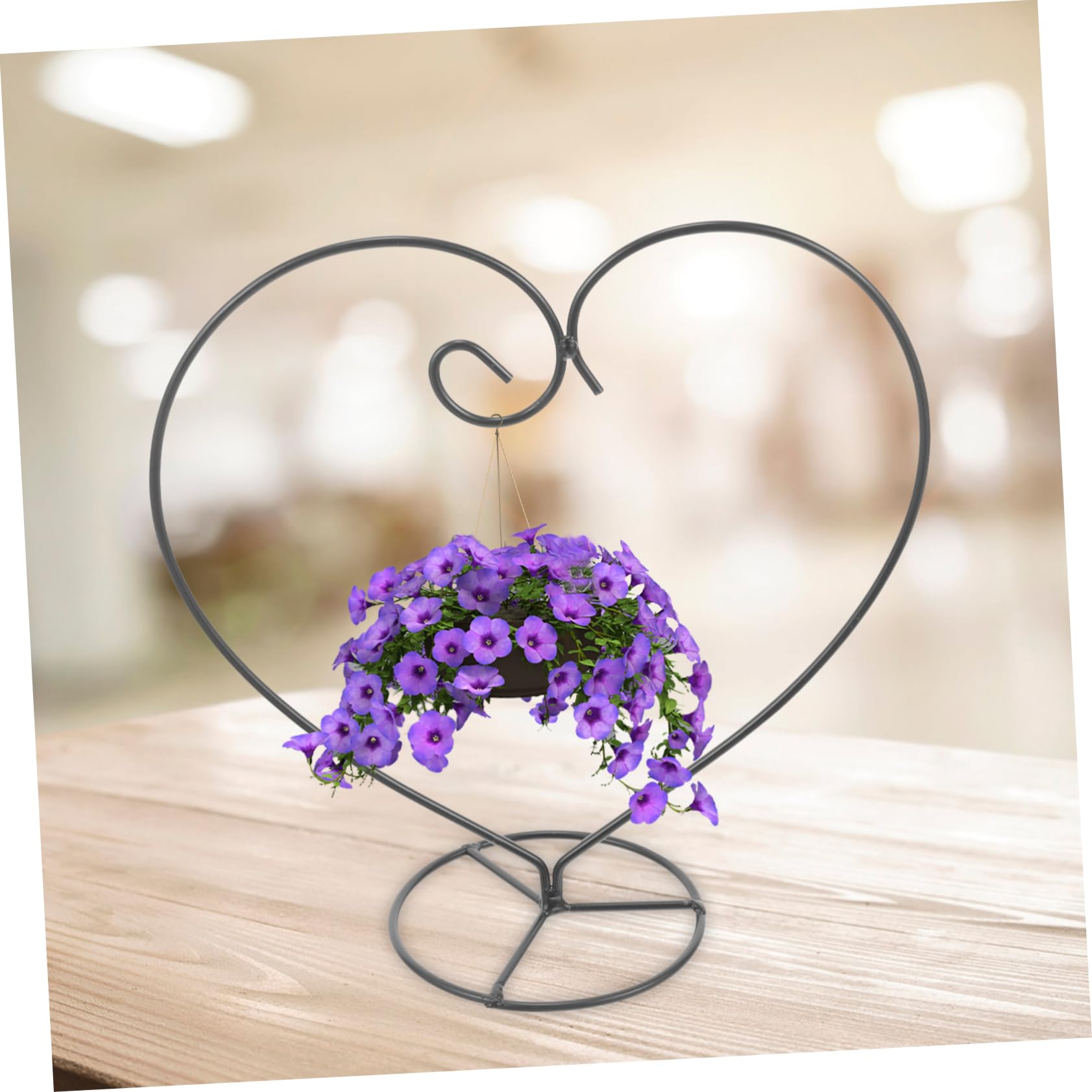 STOBAZA 6pièces Support Décoratif Fer Forme De Cœur Pour Suspensions Verre Terrarium Et Plantes Aériennes Support Élégant Pour Décorations De Mariage Et Maison Noir