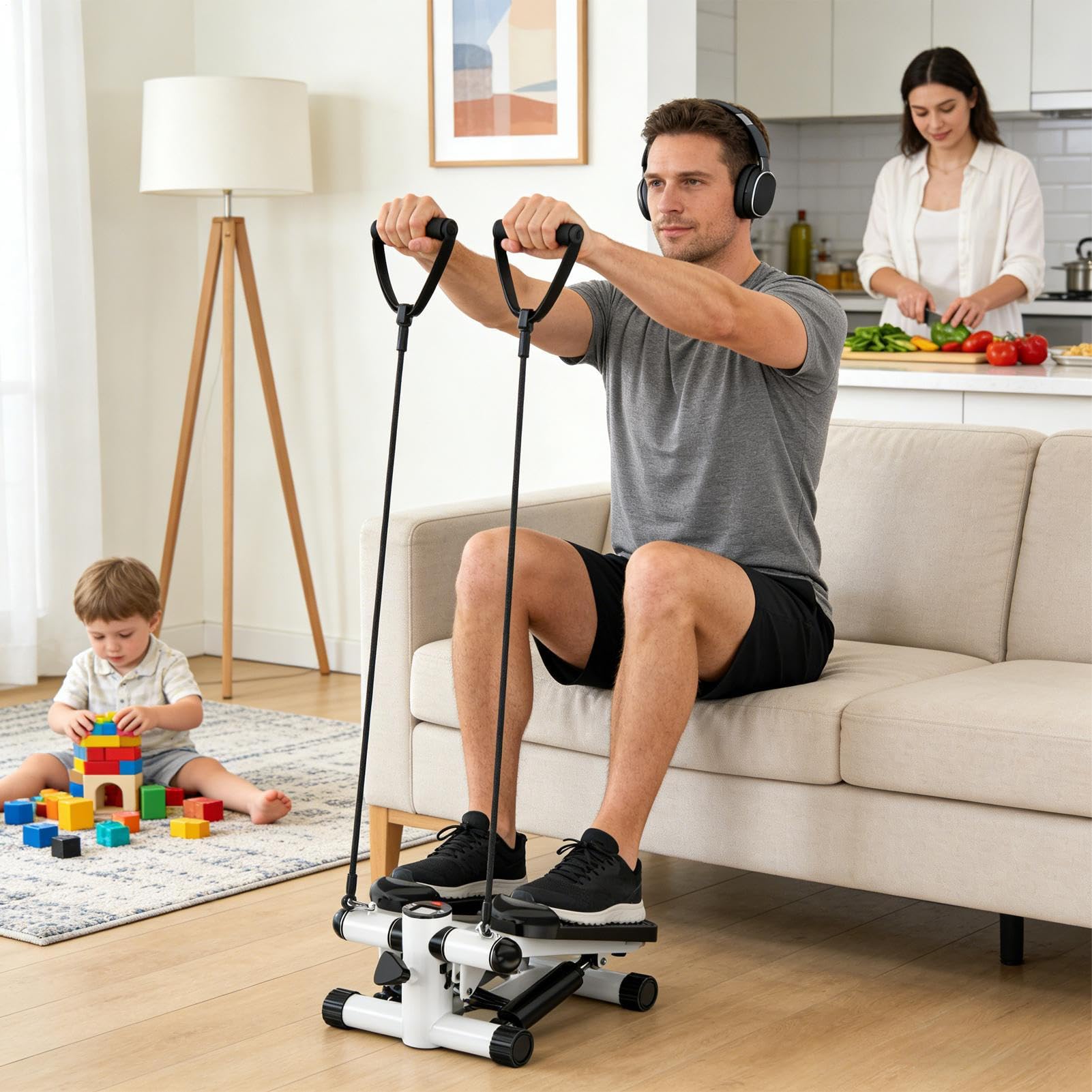 Stepper per Esercizio a Casa con Display LCD Regolabile Portatile | Stepper Portatile per Scale per Lavoro Palestra Sport Uffici Appartamento Allenamento Indoo