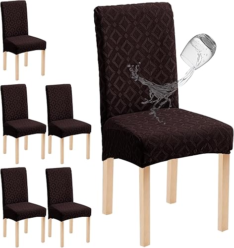 Miniatura 21 de Genina Juego de 4 fundas impermeables para sillas de comedor, extraíbles y lavables, color gris oscuro Gris-oscuro,Beige,Negro,Chocolate,Blanco