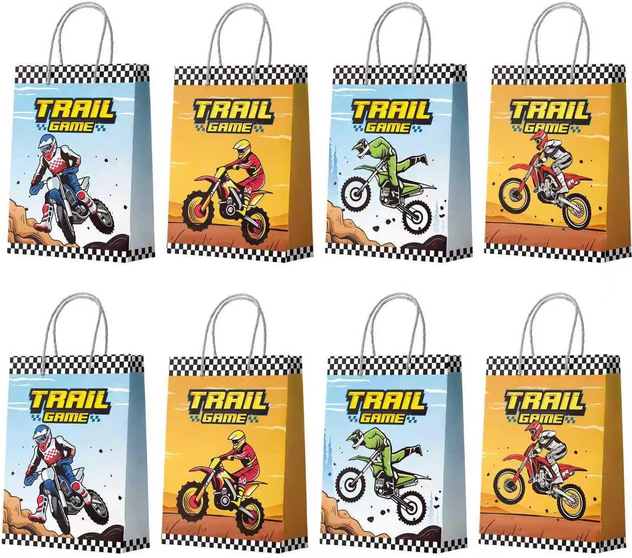 Motorcycle Party Gift Bags, 24 Pcs Dirt Bike Party Bags Set, Motocross Themed Party Favor Bags, Dirt Bike Party Gift Treat Bags Dirt Bike Goodie Bags for Dirt Bike Birthday Party Decorations