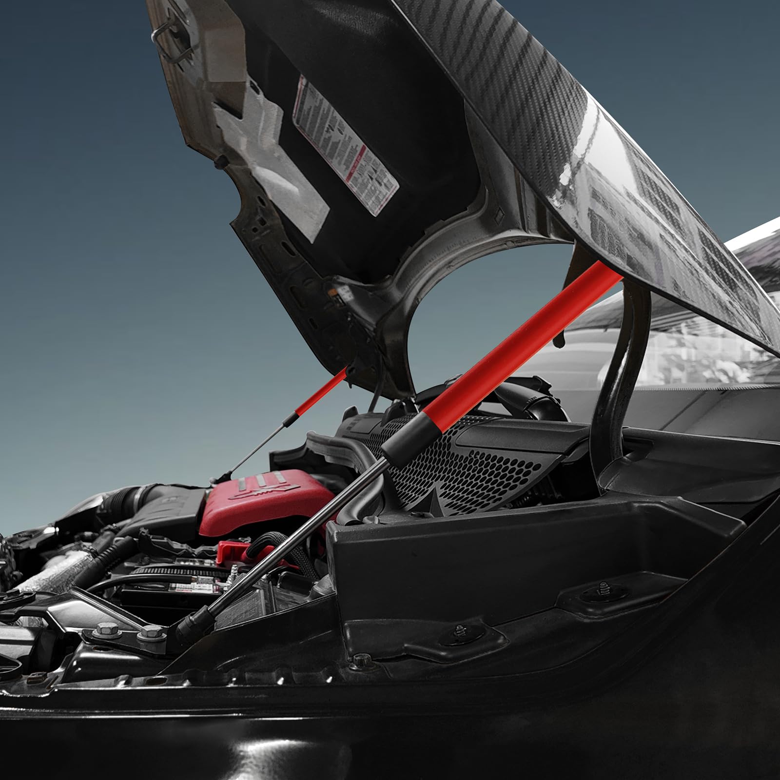KUNGKIC Supporti di sollevamento caricati a gas per cofano anteriore per Fiat 500 500c 500e Abarth 595 695 cofano idraulico Barra di supporto di sollevamento 8 pezzi (Rosso)
