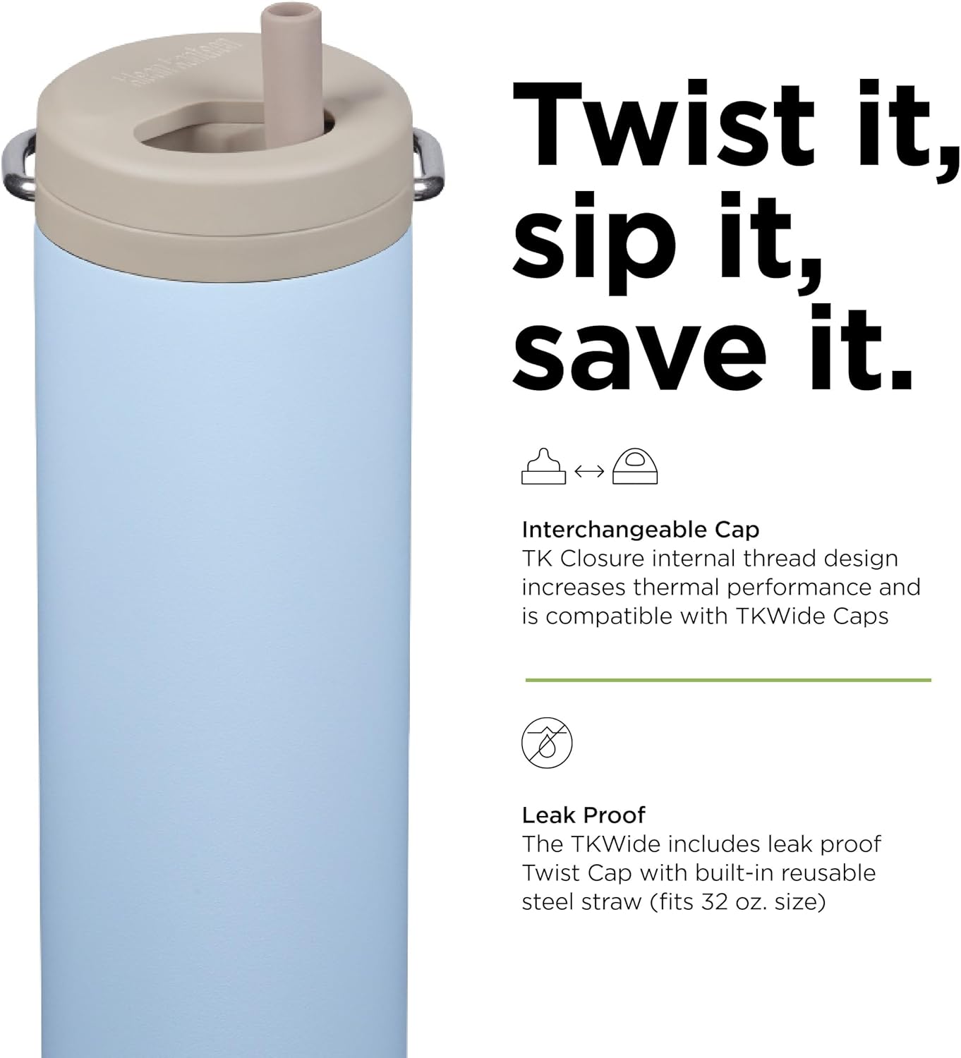 Klean Kanteen 20oz TKWide Insulated Water Bottle with Twist Cap - Clear Sky - Image 4