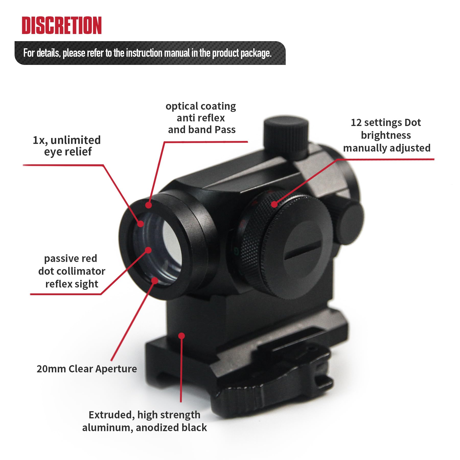 VicBre HD22M1 Red Dot Visier Rotpunktvisier Leuchtpunktvisier Reflexvisier Reticle Gun Scope Reflex Optics für die Jagd und das Schießen