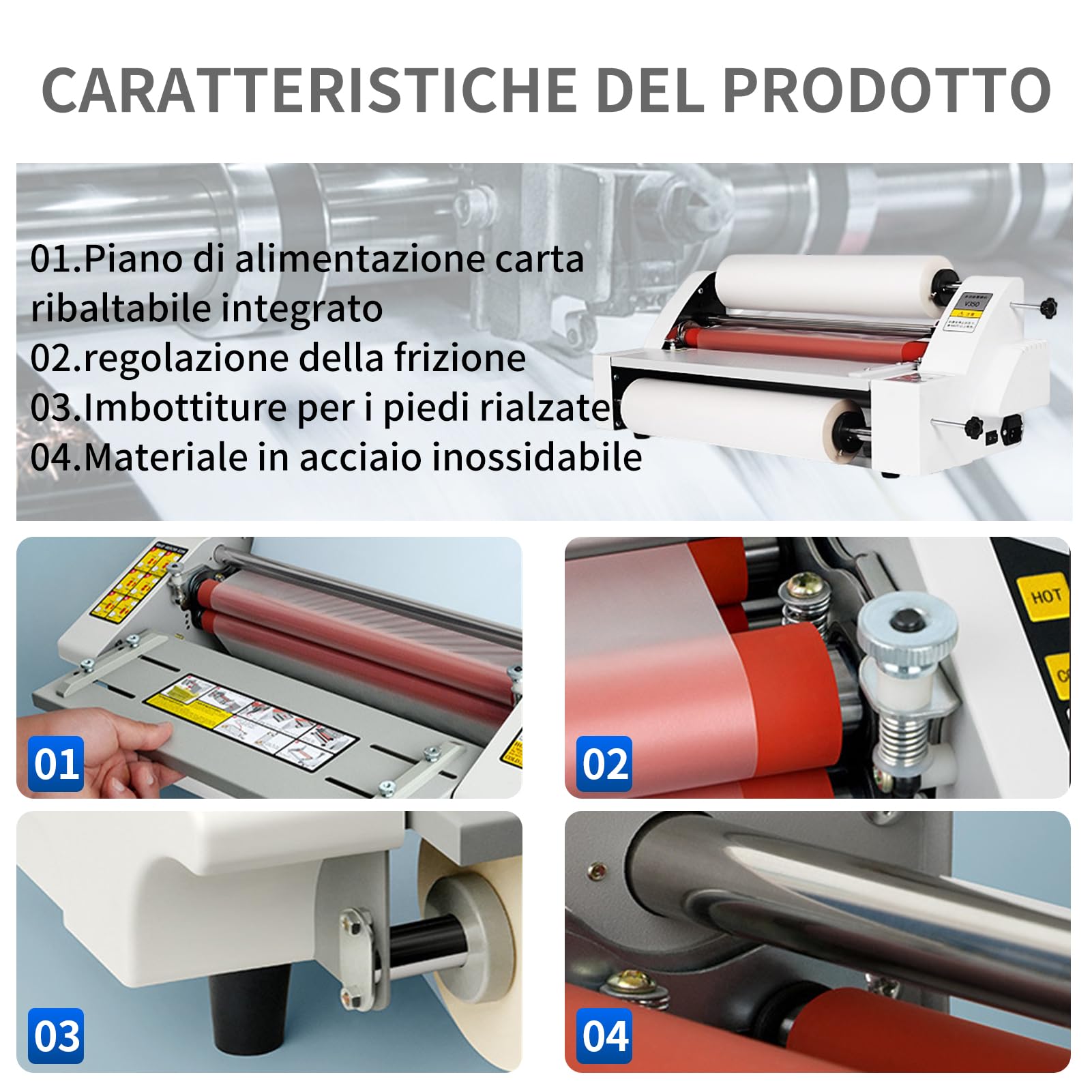 Plastificatrice Multifunzione a3 Professionale – Fredda e Caldo Fronte/Retro – velocità 1,1 m/min – Spessore fino a 5mm – Larghezza 460mm per Poster, Foto e Documenti
