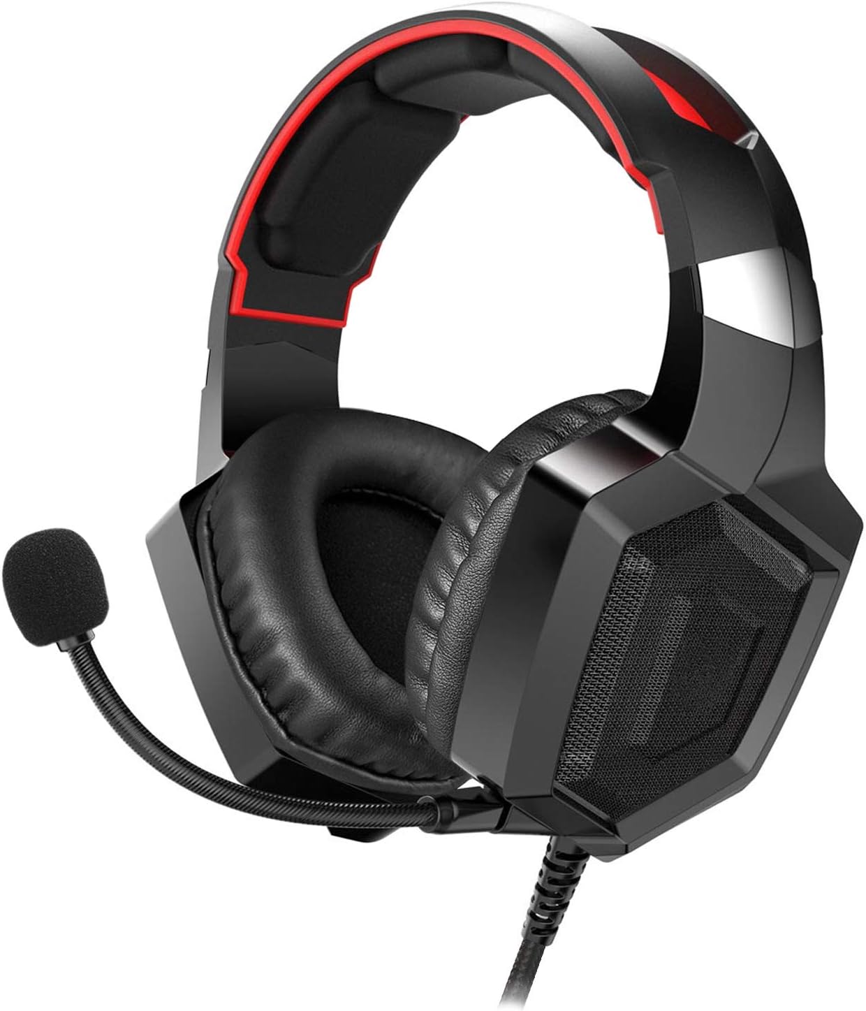 Amerzam Gaming Headset with Stereo Surround Sound, LED Lighting & Noise Canceling Microphone for PS4, Xbox One (Adapter Needed), Nintendo Switch (Audio) etc. (Black)