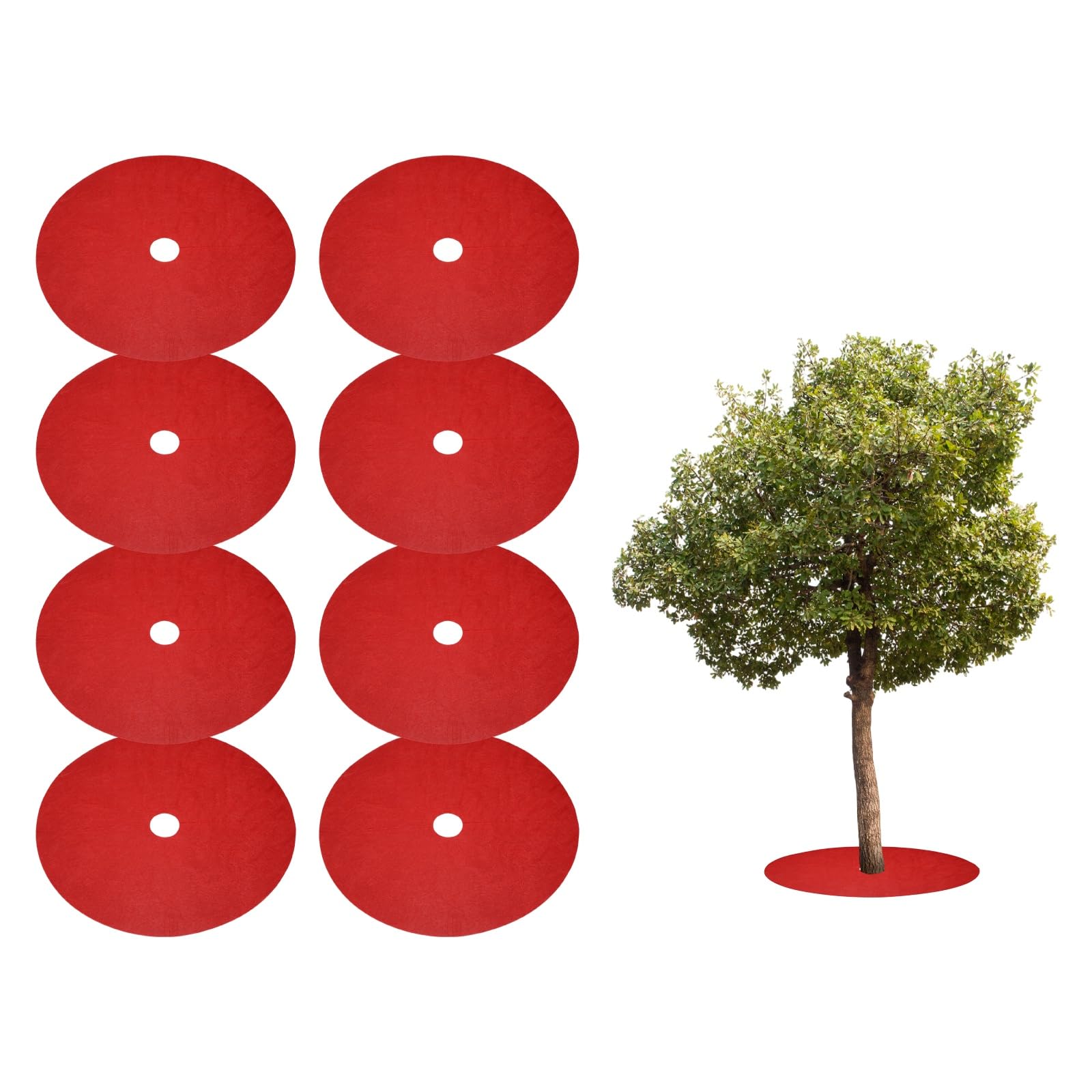 Disque de paillage de 61 cm non tissé sourcing map rouge anti-mauvaises herbes pour racine