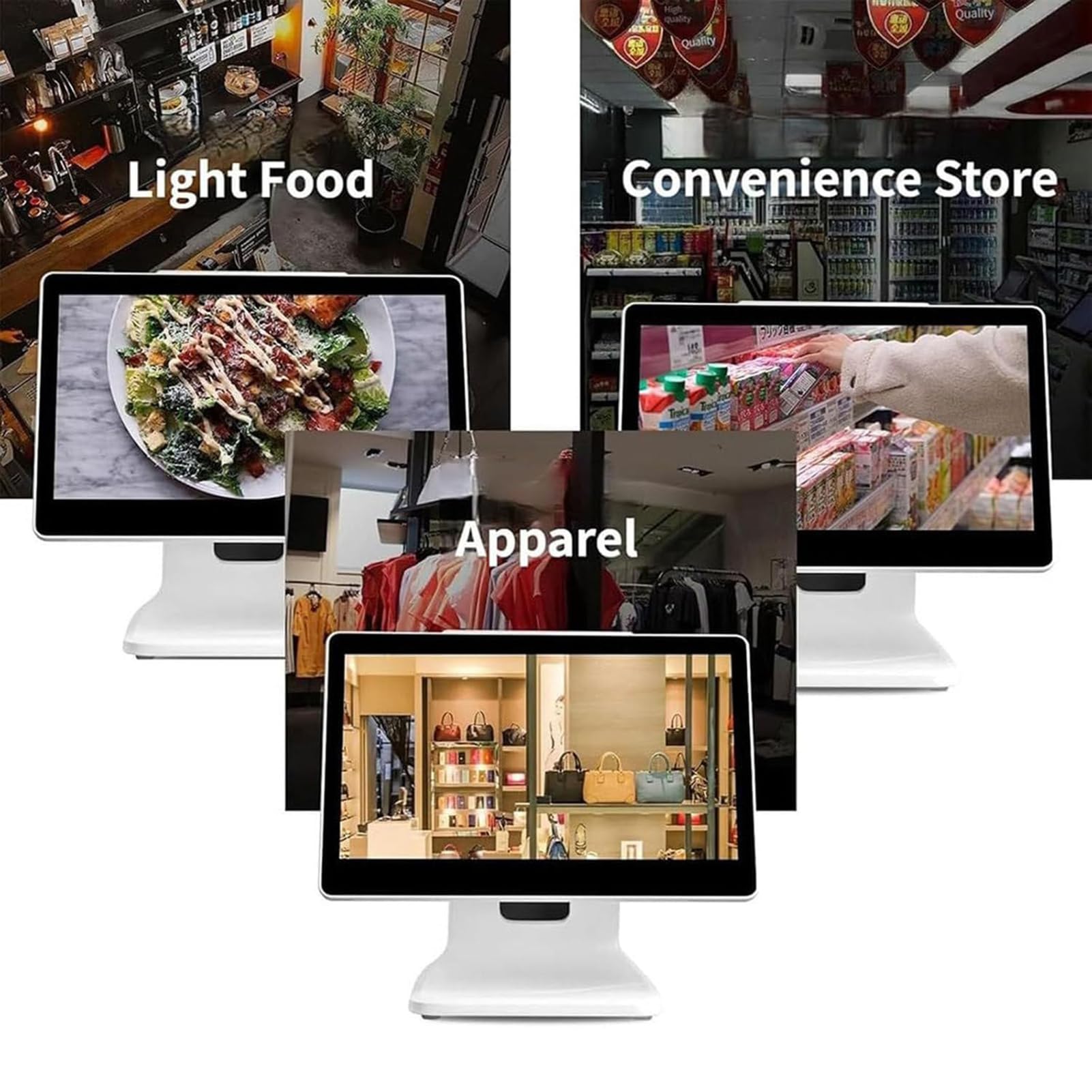 Sistema POS del Registratore di Cassa Touchscreen, Schermo POS Touch e Display dei Clienti HD, Doppio Schermo da 15,6 Pollici per Vendita al Dettaglio, Catering, Ospitalità