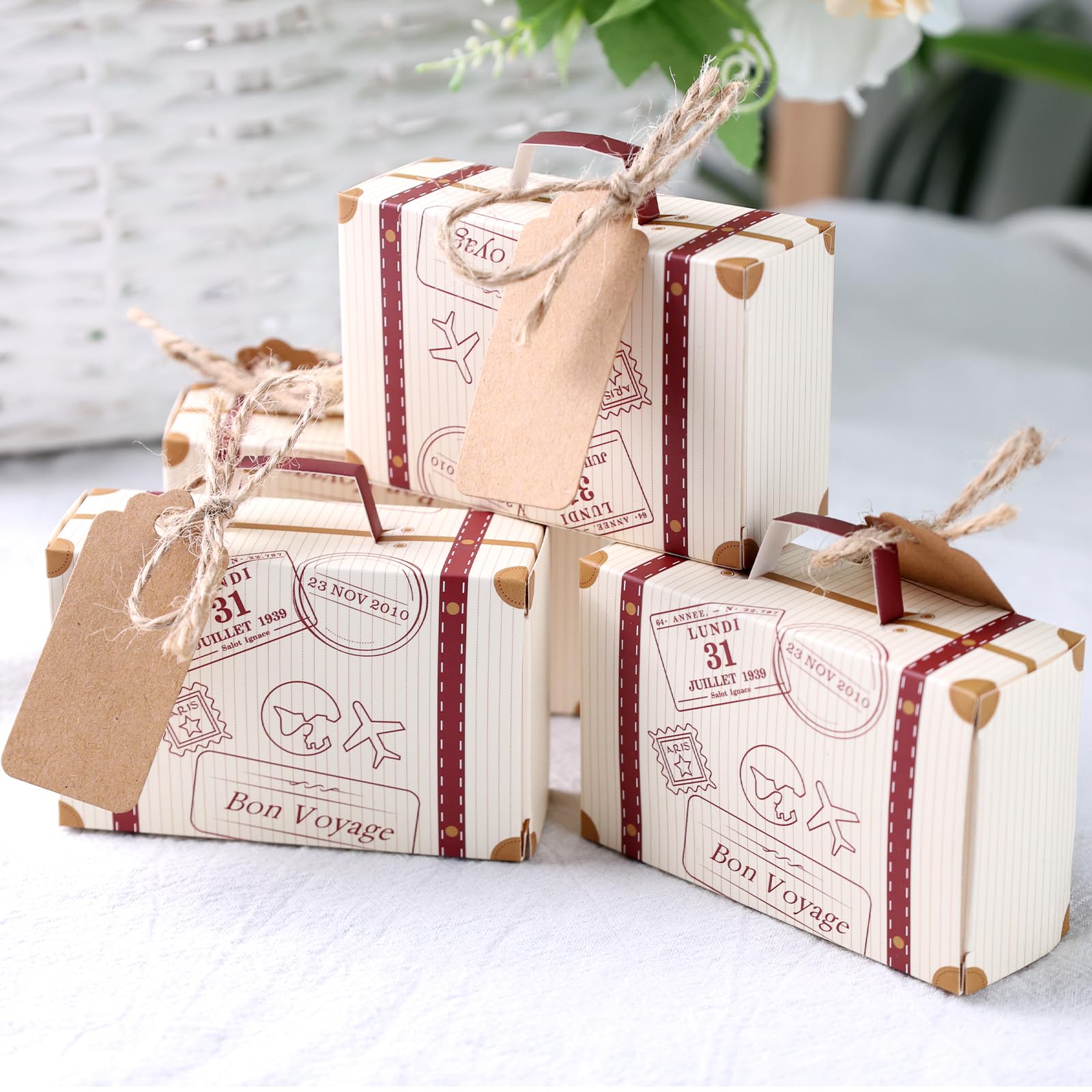 VGOODALL Dankesgeschenk-Tüten – 24 Stück, Weiß Mit Gold-Schleife, 11,4 X 9,9 Cm, Für Hochzeiten, Partys