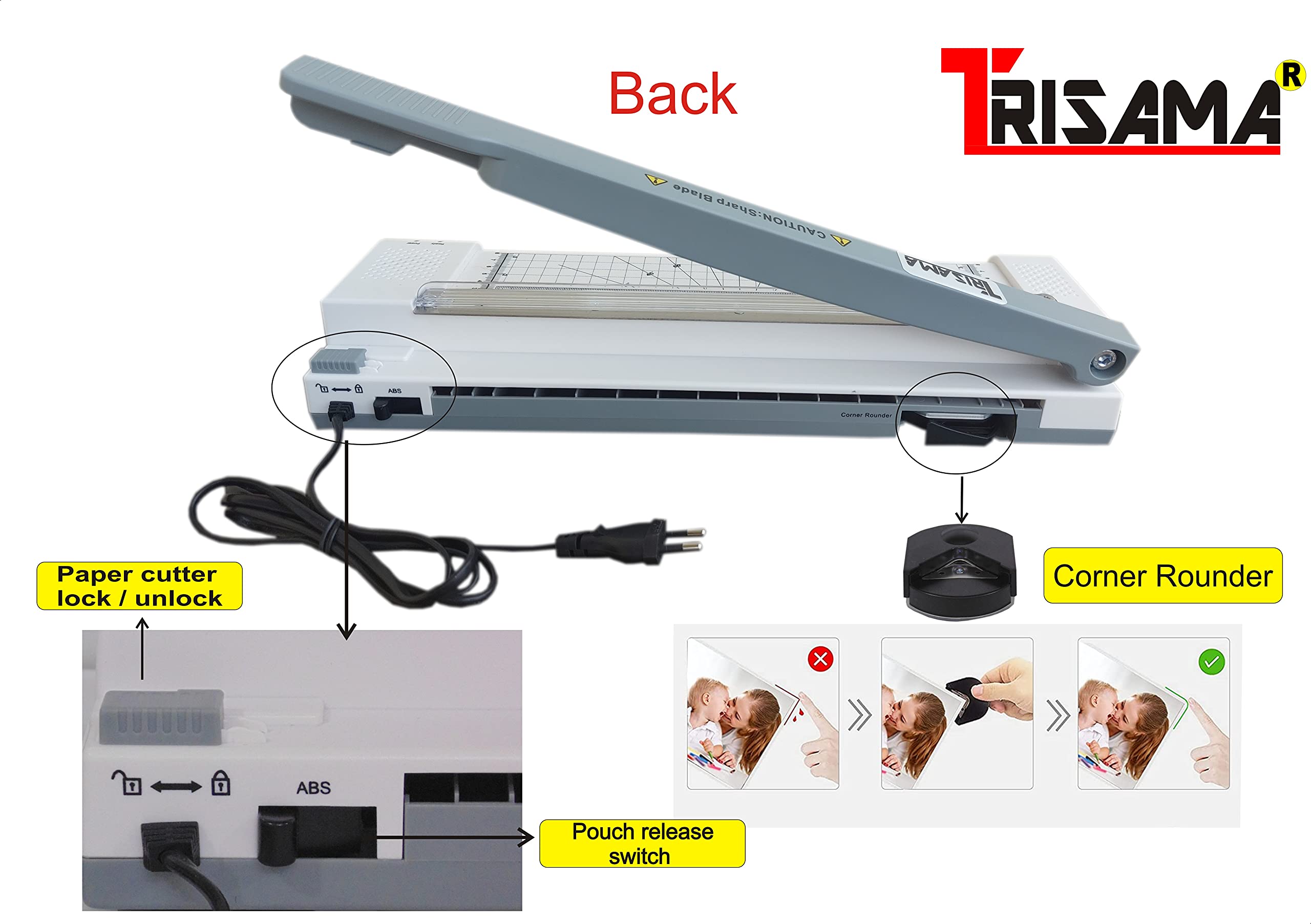 TRISAMA Lamination Machine Laminator A3,A4 Multifunction (Laminator, Paper Cutter) 12 inch for Hot and Cold Lamination 3