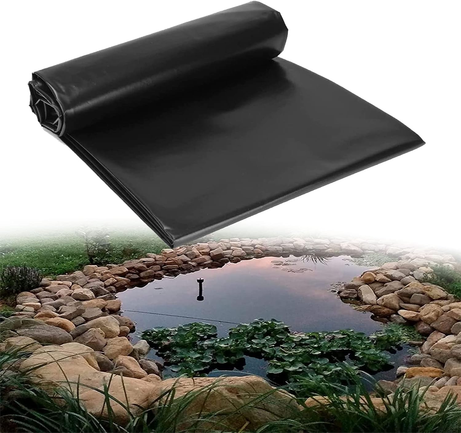 CLoook Heavy Duty HDPE Rubber Pond Liners, Black Fish Pond