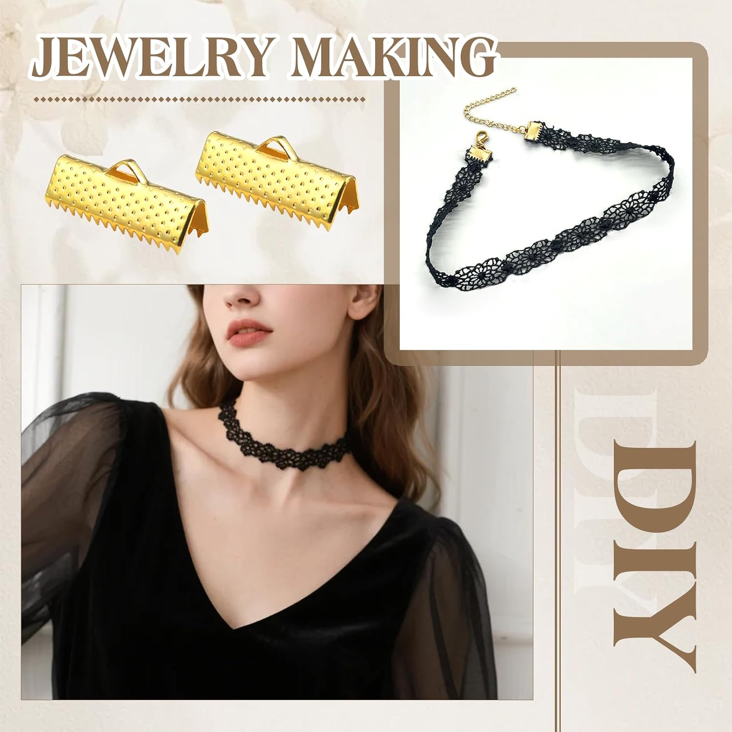 TOAOB 100pcs Gold Iron Ribbon Ends 20mm Bracelet Bookmark