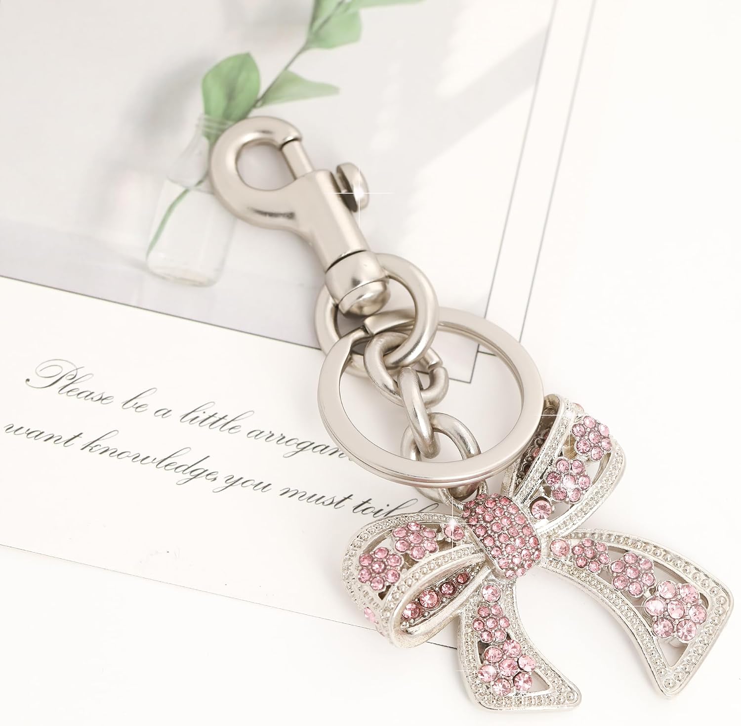 Heart Bag Charm,Cute Bowknot Bag Charm Keyring Heart Keychain Bag Accessories for Women