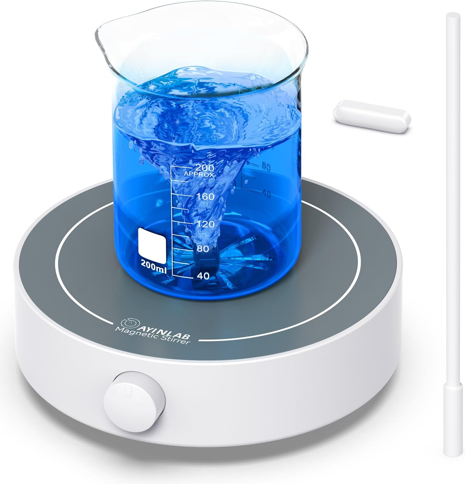 Magnetic Stirrer, Fast Stir Plate with Speed Control, Lab Magnetic Mixer with 1 Stir Bar Retriever for Making Yeast, Liquid Stirring, Max Volume 3000ml, Powerful Motor