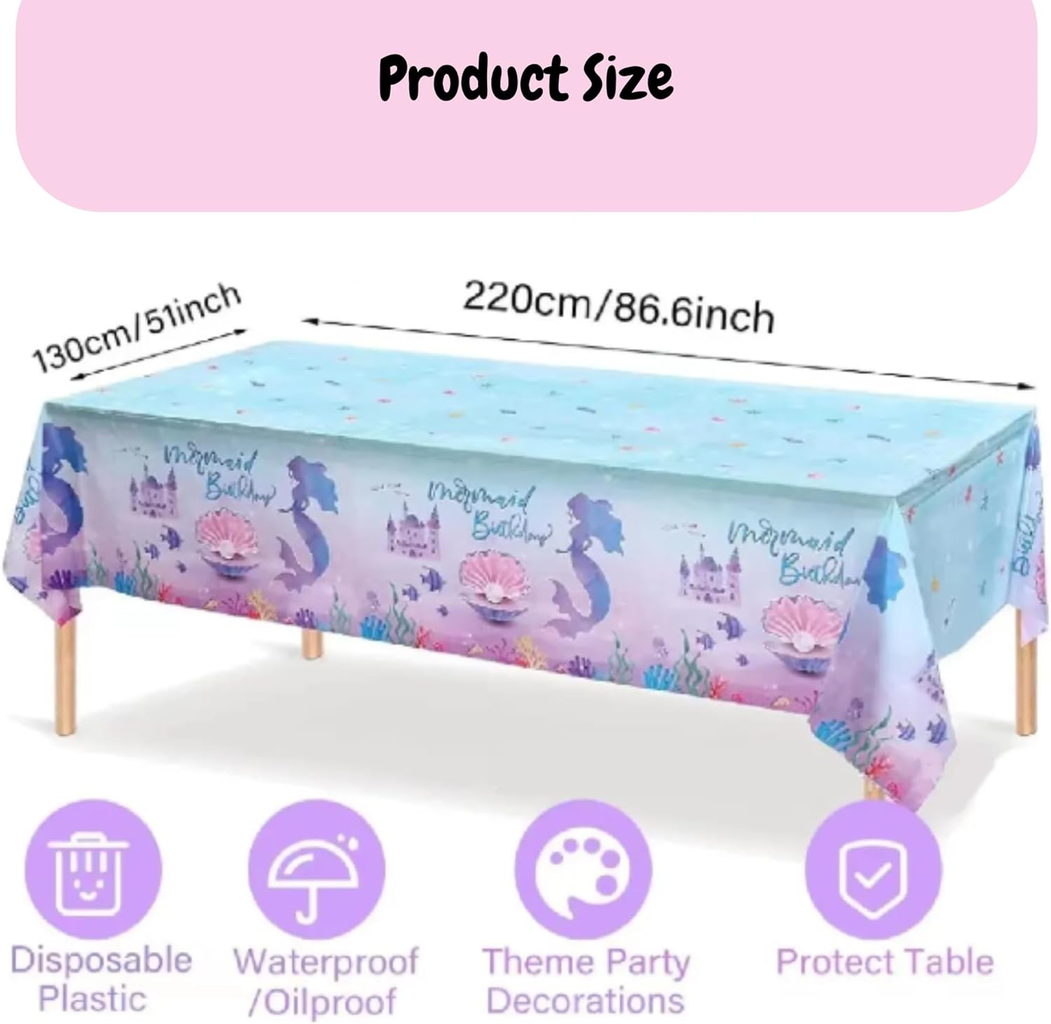244 Pcs Mermaid Girl Birthday Party Decorations: Plates, Forks, Spoons, Cups, Goodie Bags, Game, Milar/Latex Baloons, Table Cloth, Cake Toppers, Photo Props/Backdrop, Banner. Set Serves 20 Guests.